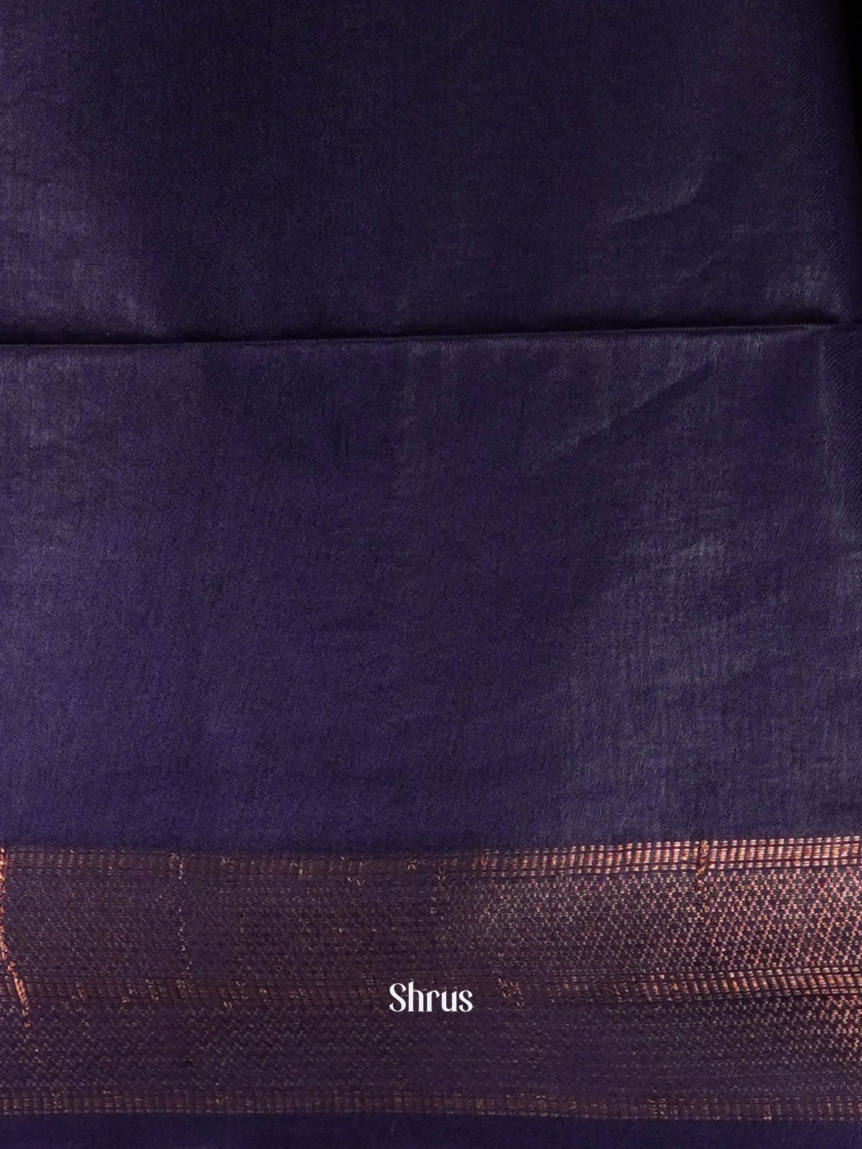 Dark Blue(Single Tone) - Semi Tussar Saree - Shop on ShrusEternity.com