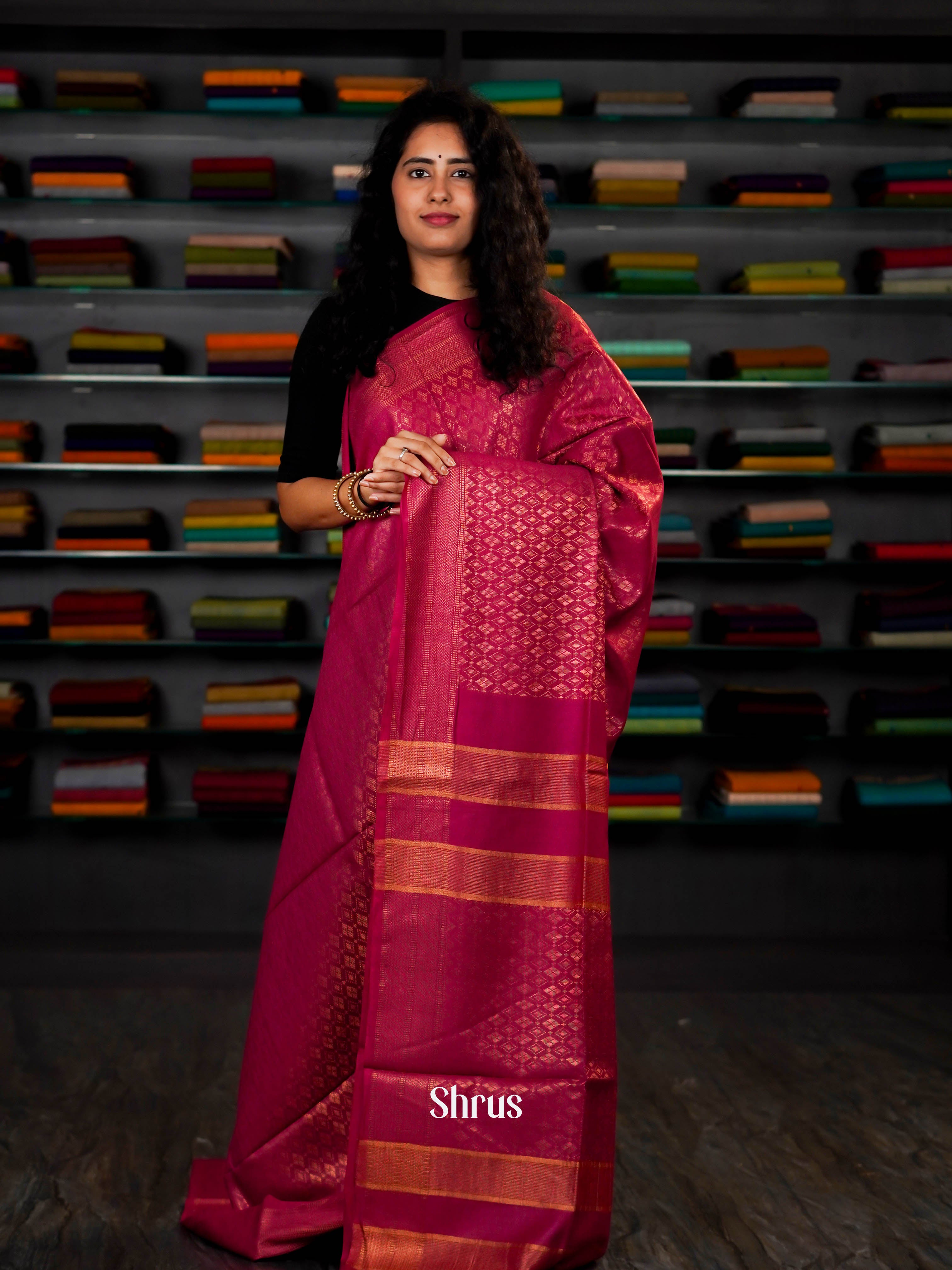 Pink(Single Tone)- Semi Tussar Saree - Shop on ShrusEternity.com