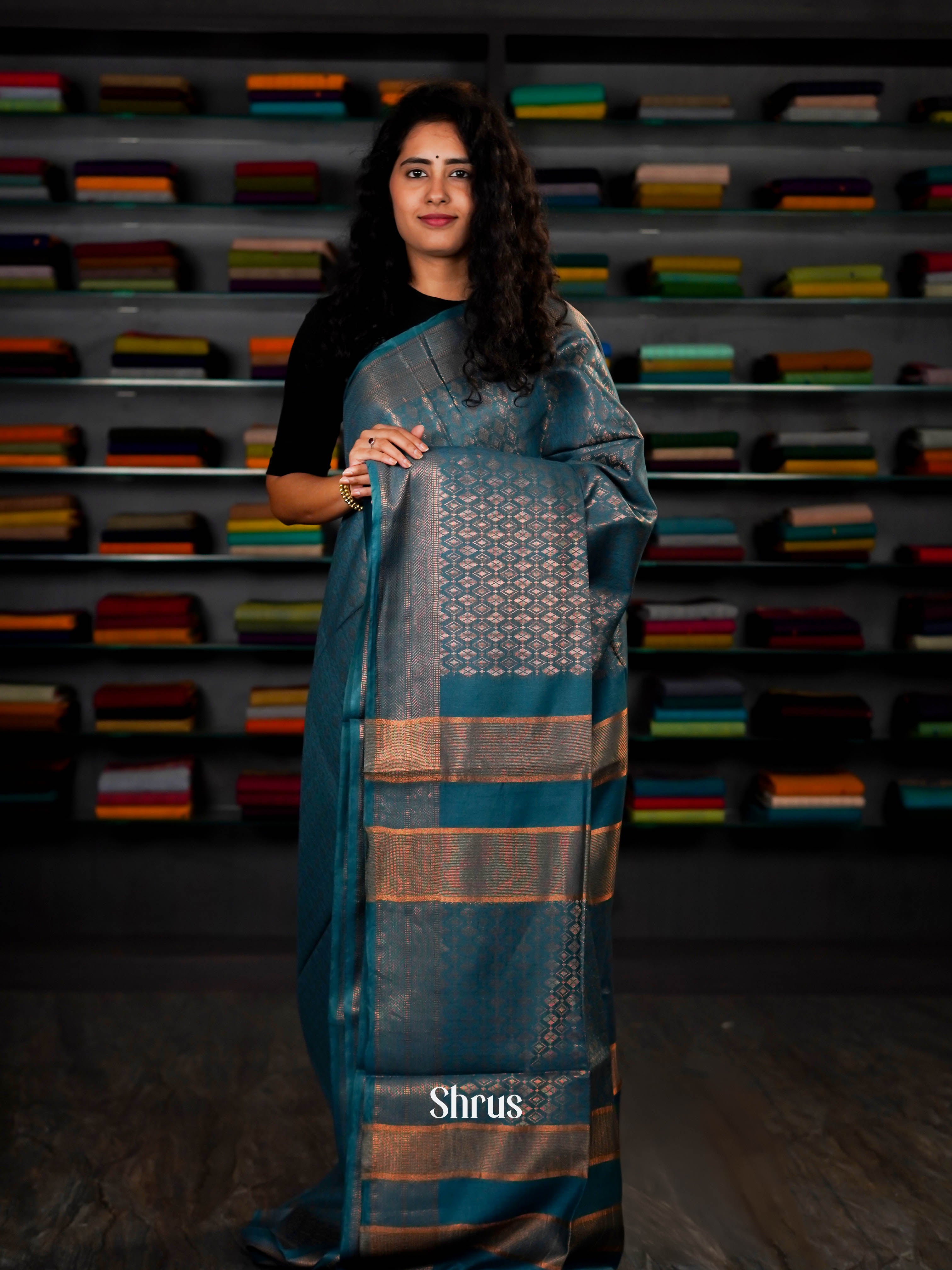Blue(Single Tone)- Semi Tussar Saree - Shop on ShrusEternity.com
