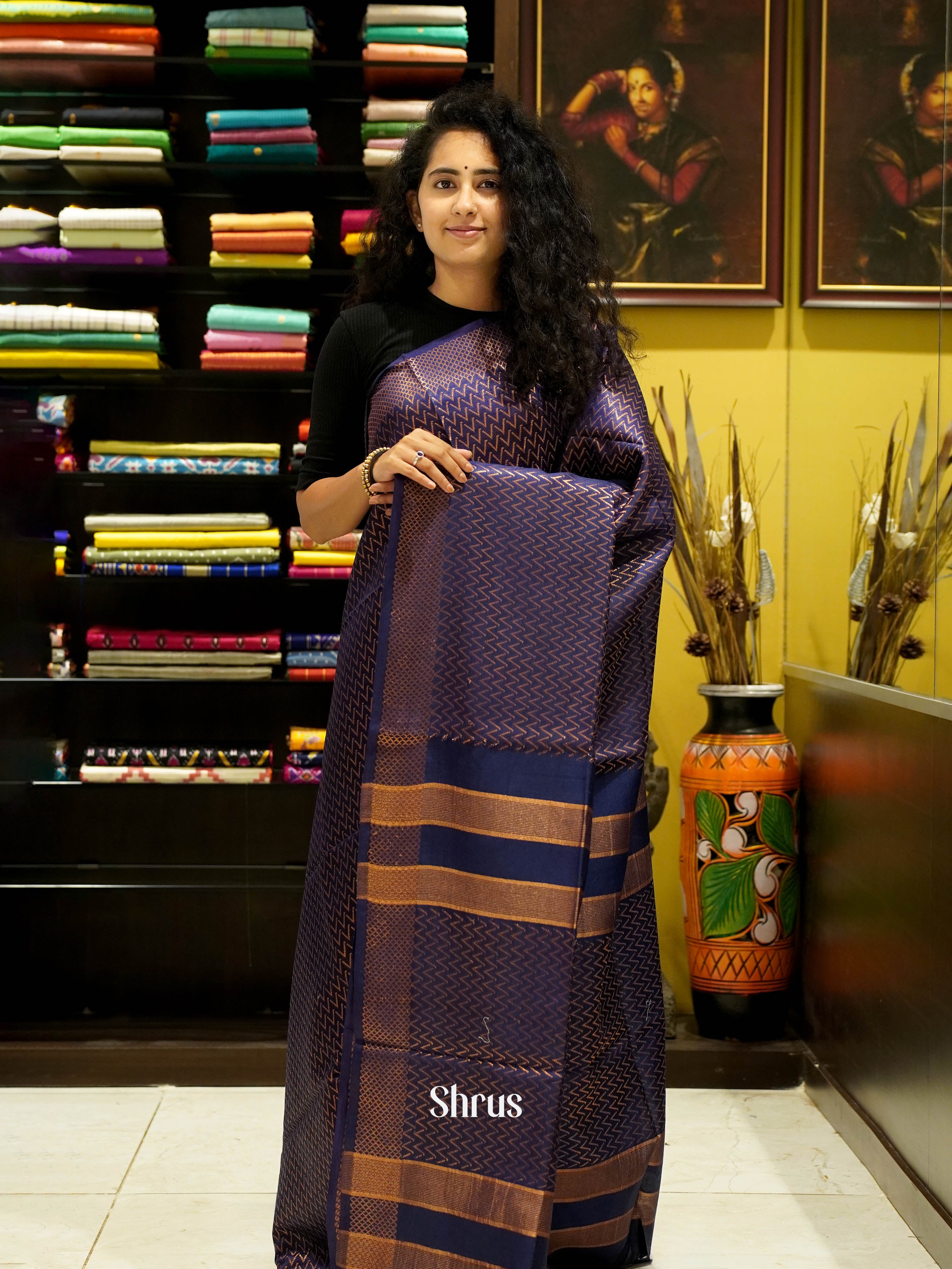 Blue(single Tone) - Semi Tussar Saree - Shop on ShrusEternity.com