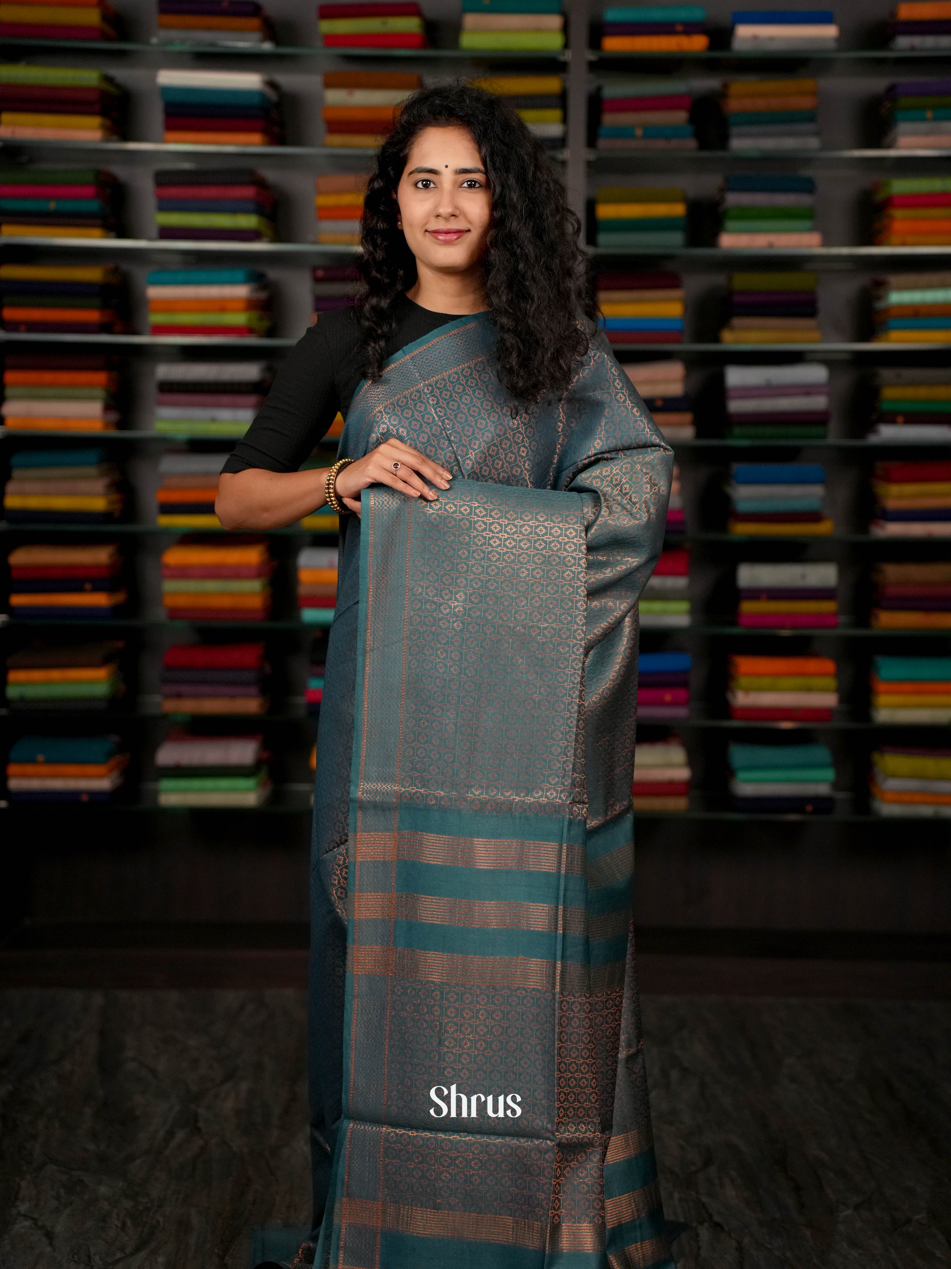 Blue - Semi Tussar Saree - Shop on ShrusEternity.com