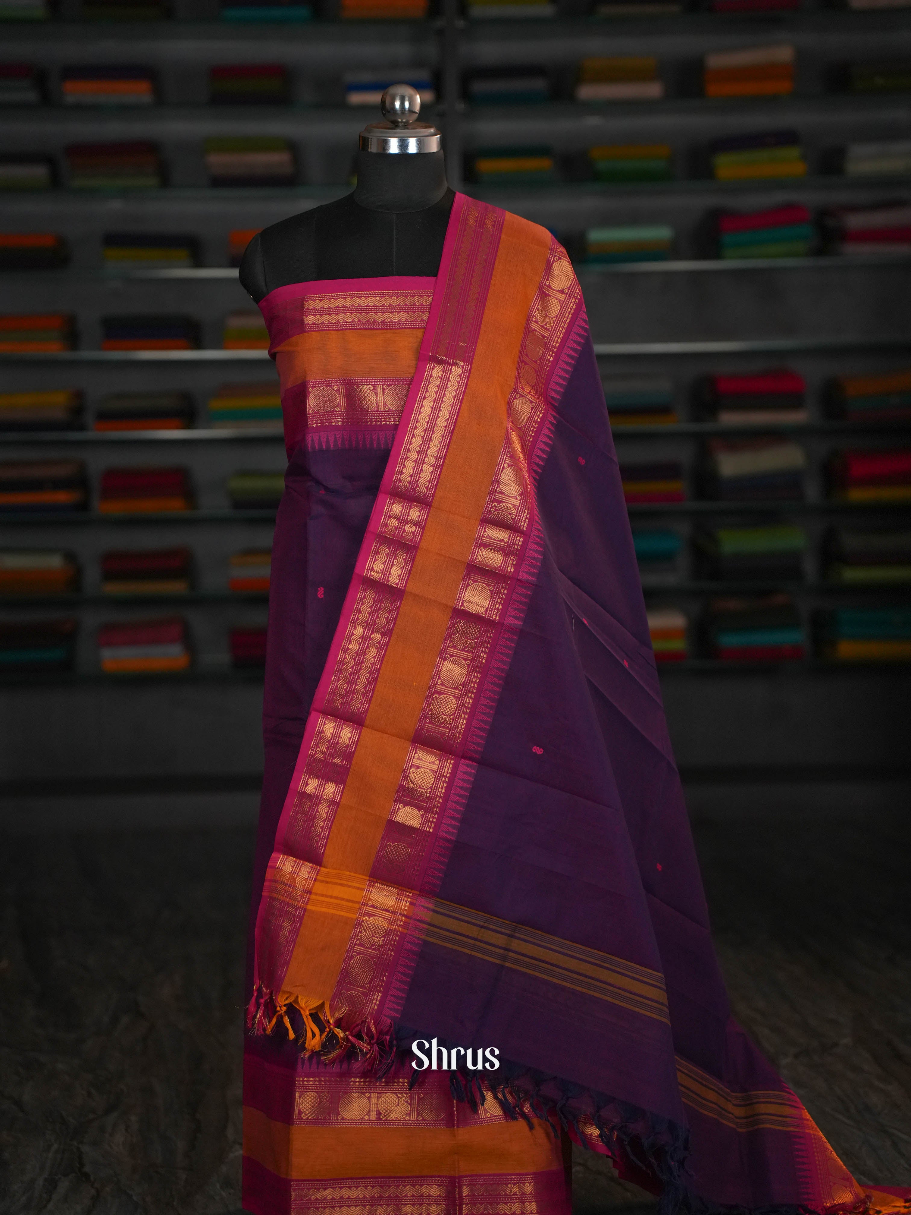 Purple & Pink -chettinad top & dupatta combo - Shop on ShrusEternity.com