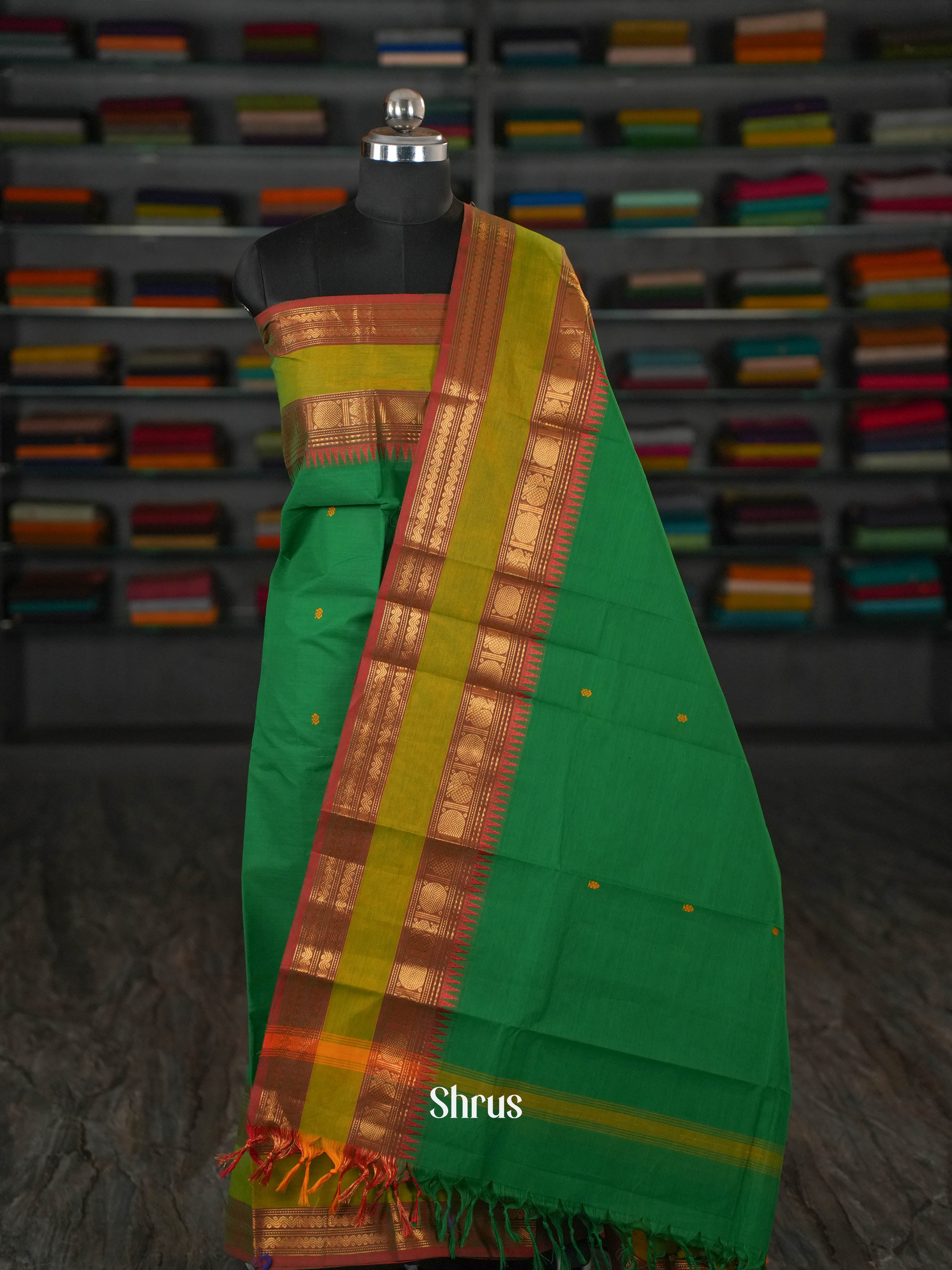 Green & Brown - chettinad top & dupatta combo - Shop on ShrusEternity.com