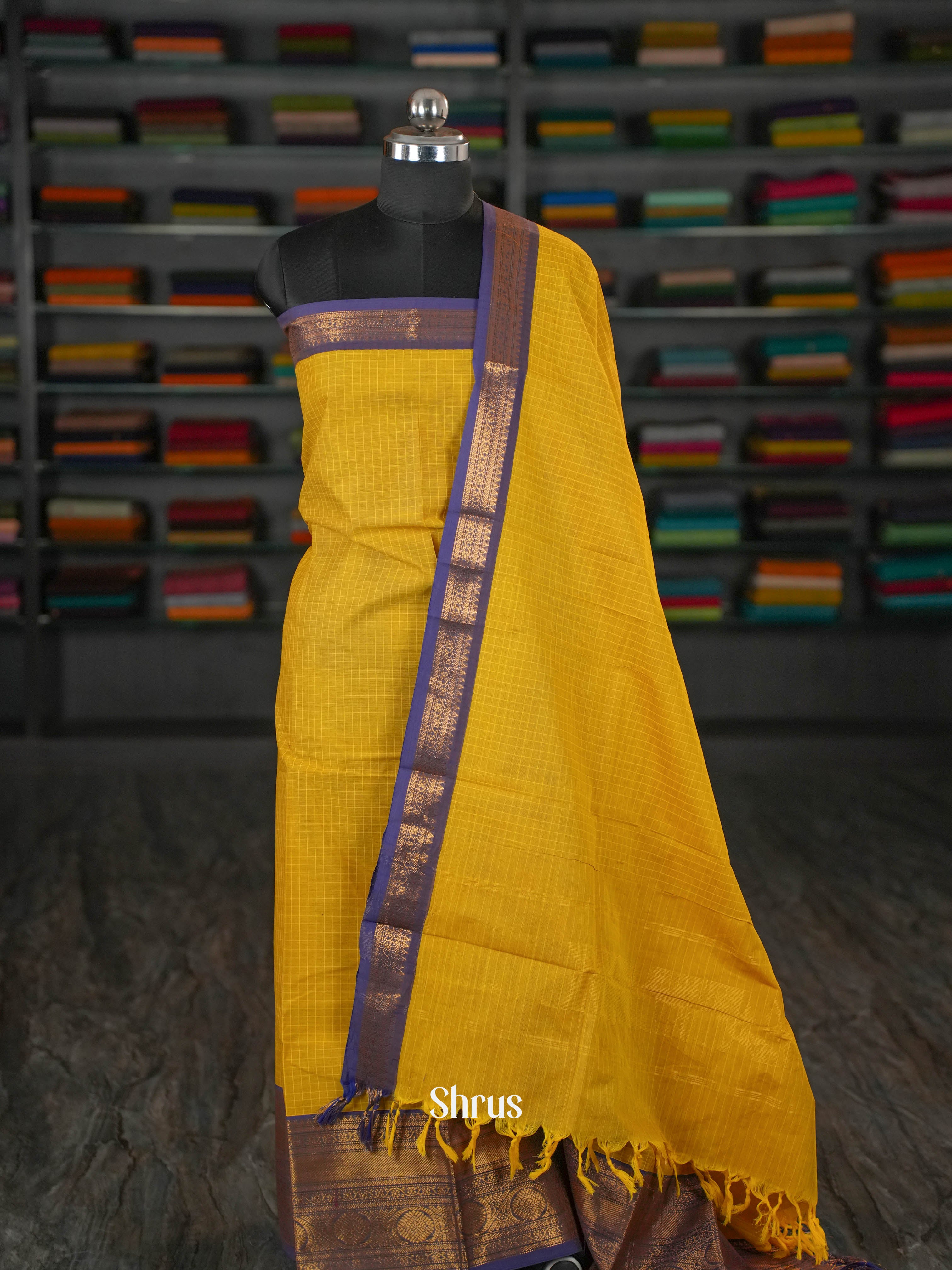 Mustard & Purple - chettinad top & dupatta combo - Shop on ShrusEternity.com