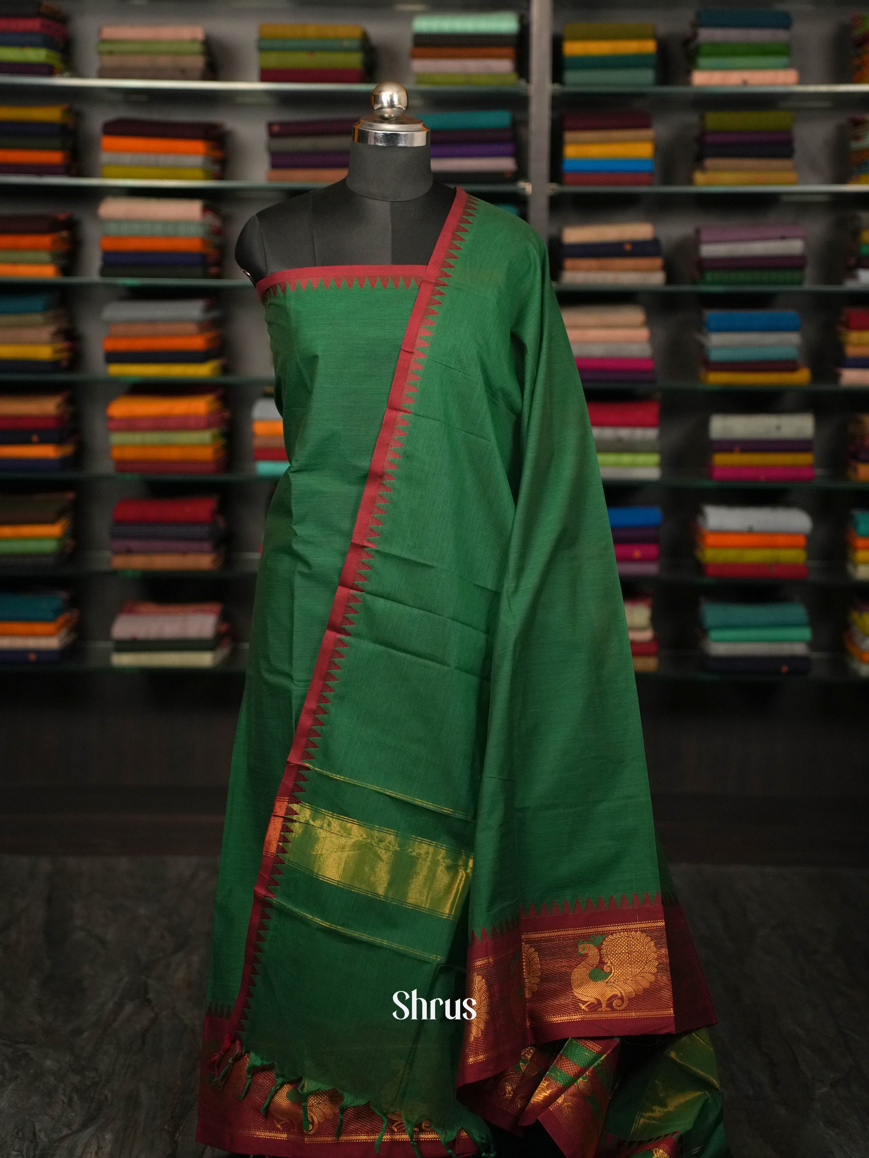 Green & Maroon - chettinad Top & dupatta combo - Shop on ShrusEternity.com