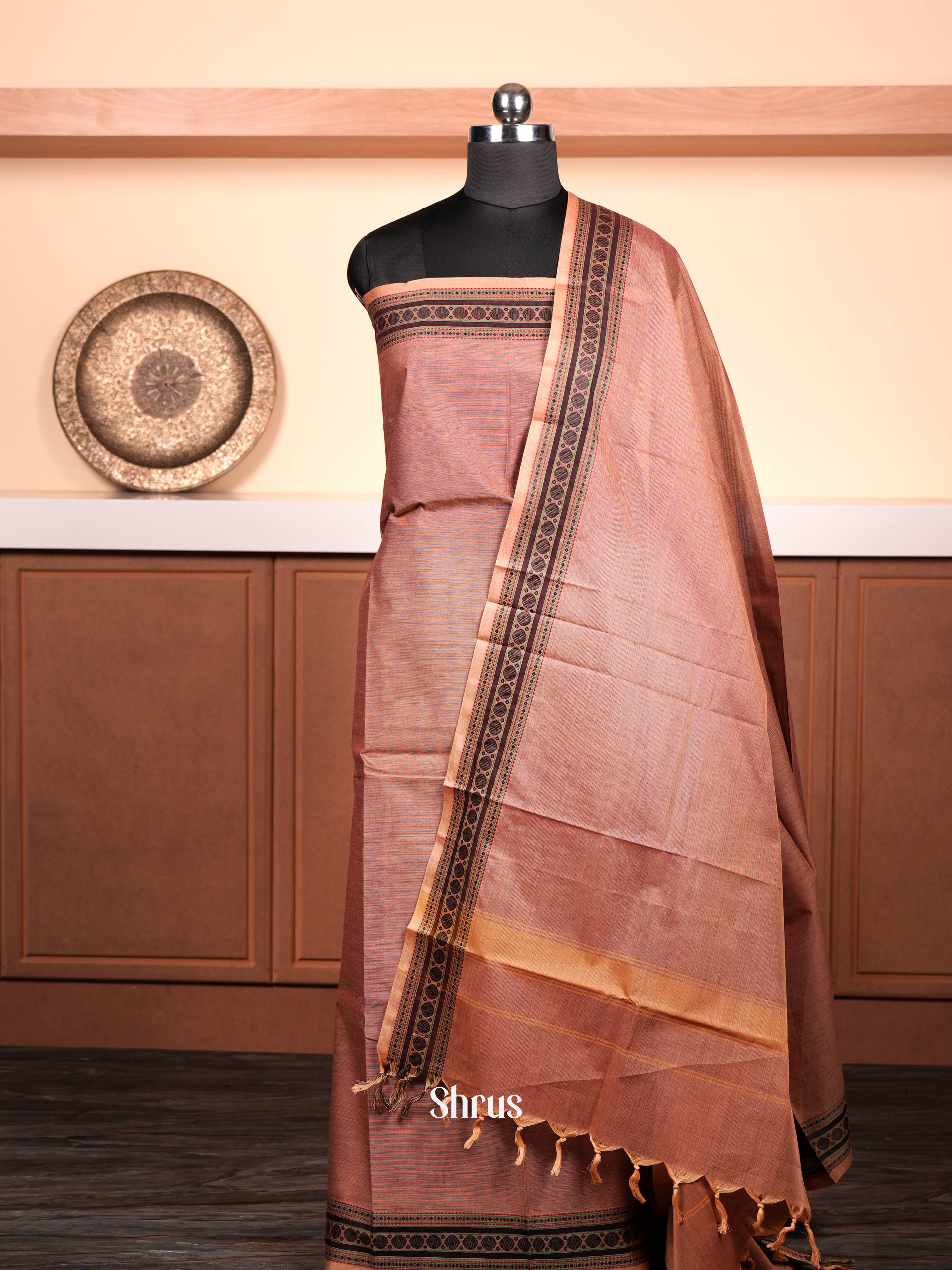 Light Brown - chettinad top &dupatta combo - Shop on ShrusEternity.com
