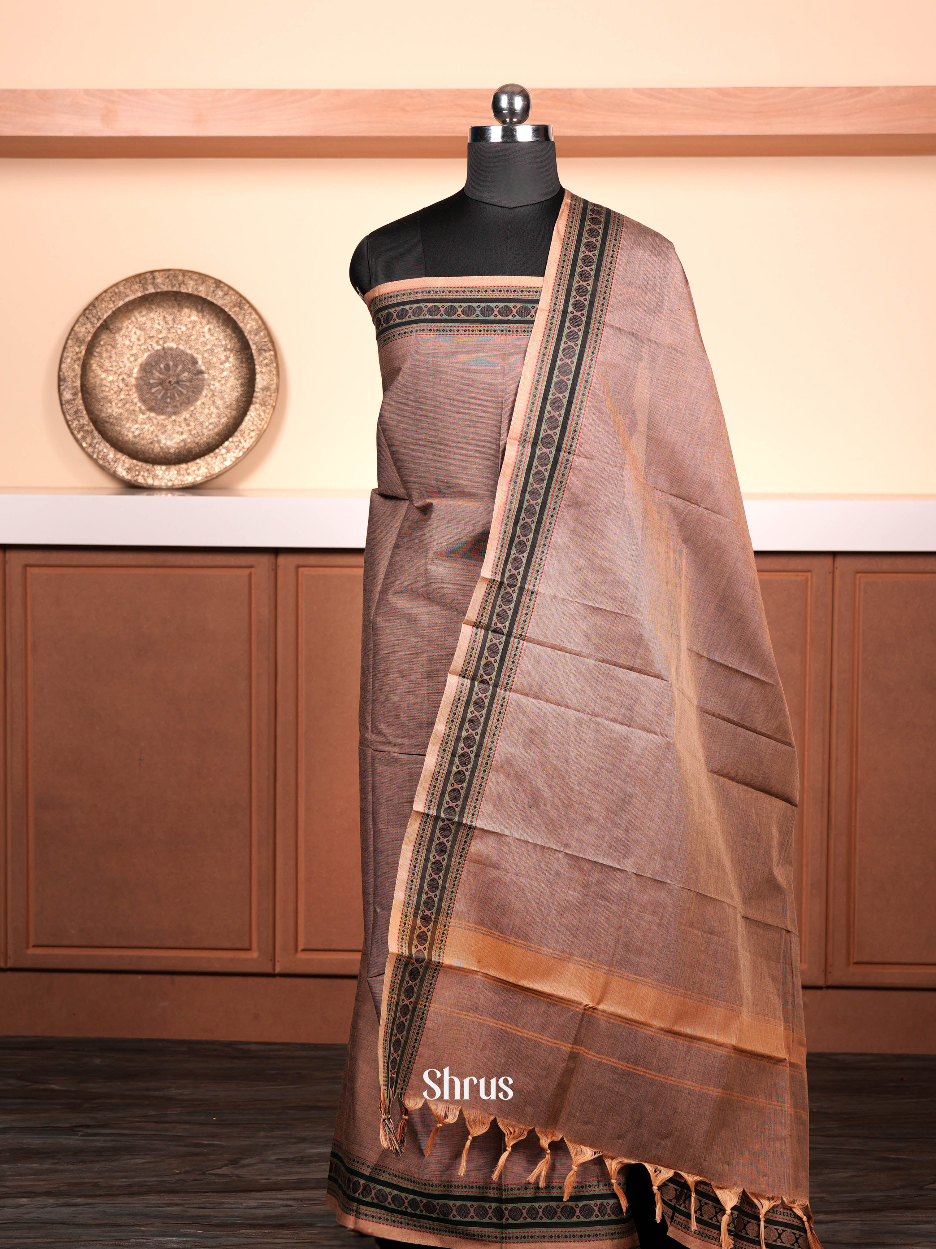 Brown - chettinad top & dupatta combo - Shop on ShrusEternity.com
