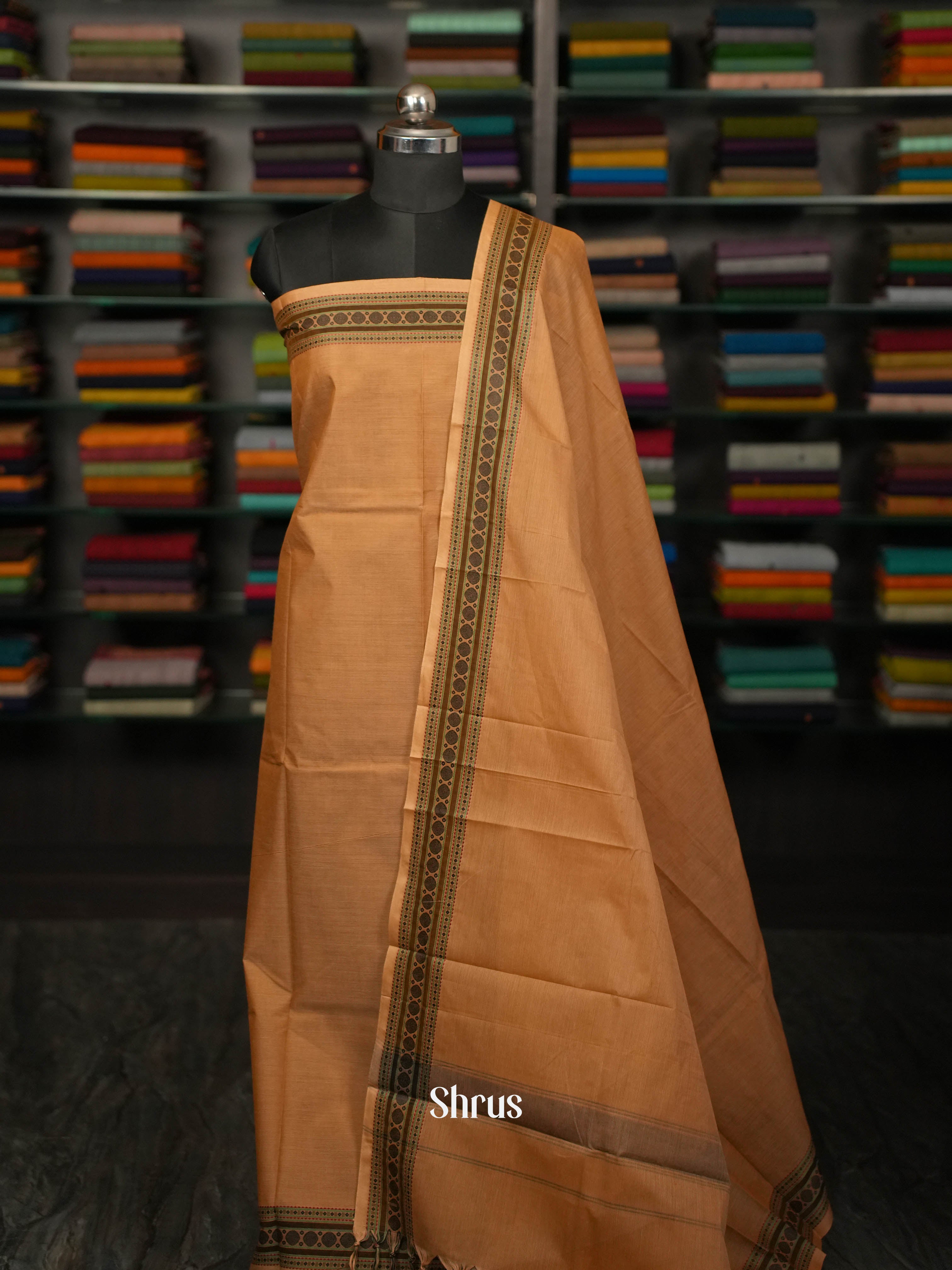 Brown - chettinad Top & dupatta combo - CHS23339 - Shop on ShrusEternity.com