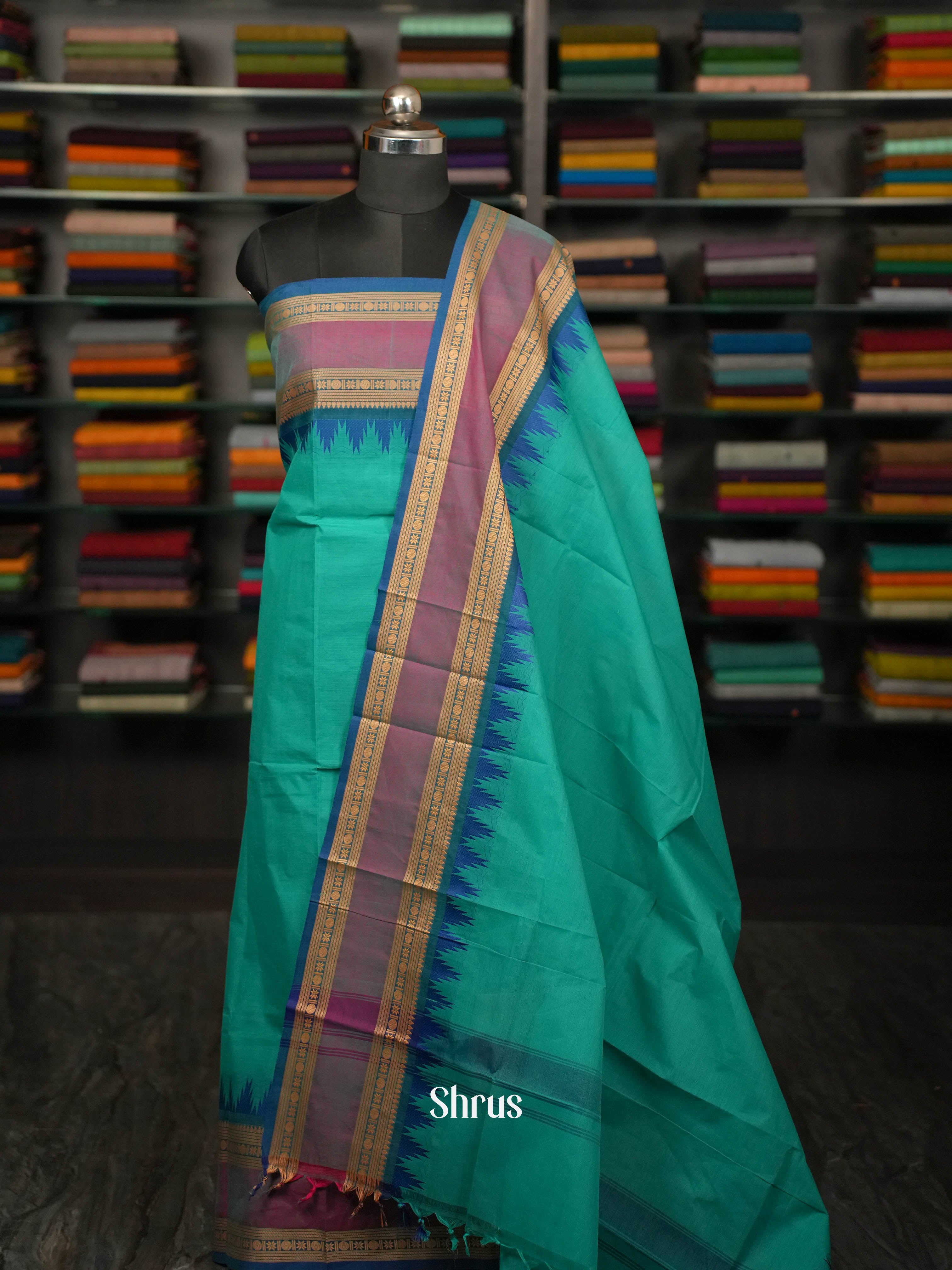 Teal & Blue - chettinad dupatta combo - Shop on ShrusEternity.com