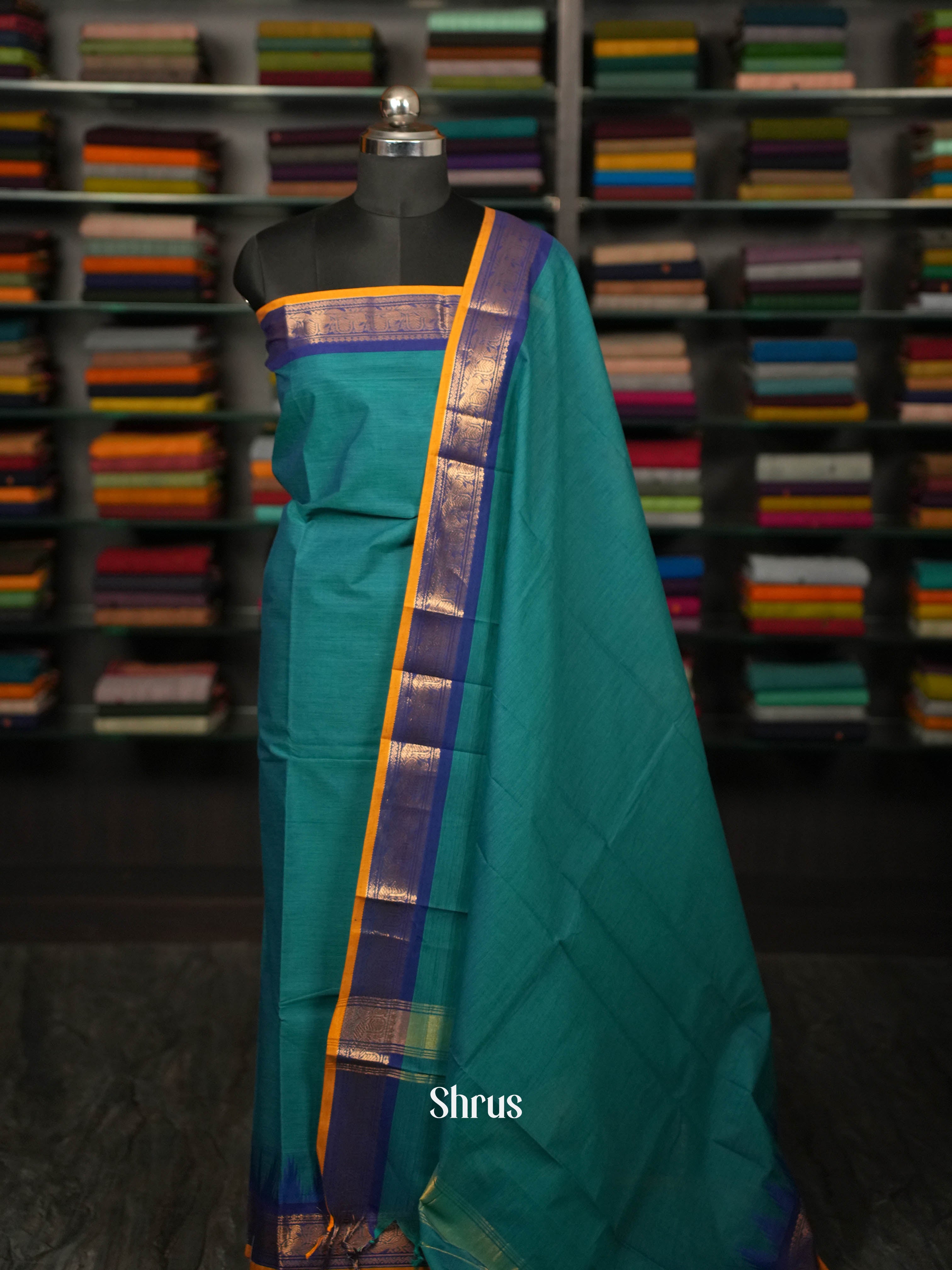 Teal & Blue - chettinad dupatta combo - Shop on ShrusEternity.com