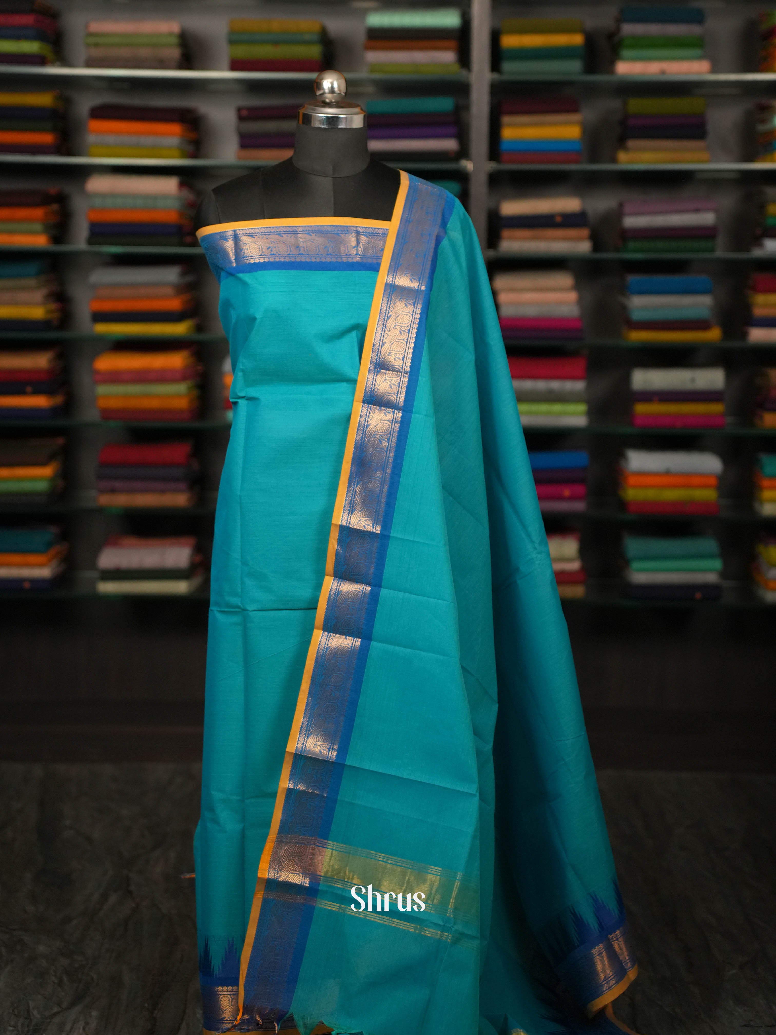 Teal & Blue - chettinad dupatta combo - Shop on ShrusEternity.com