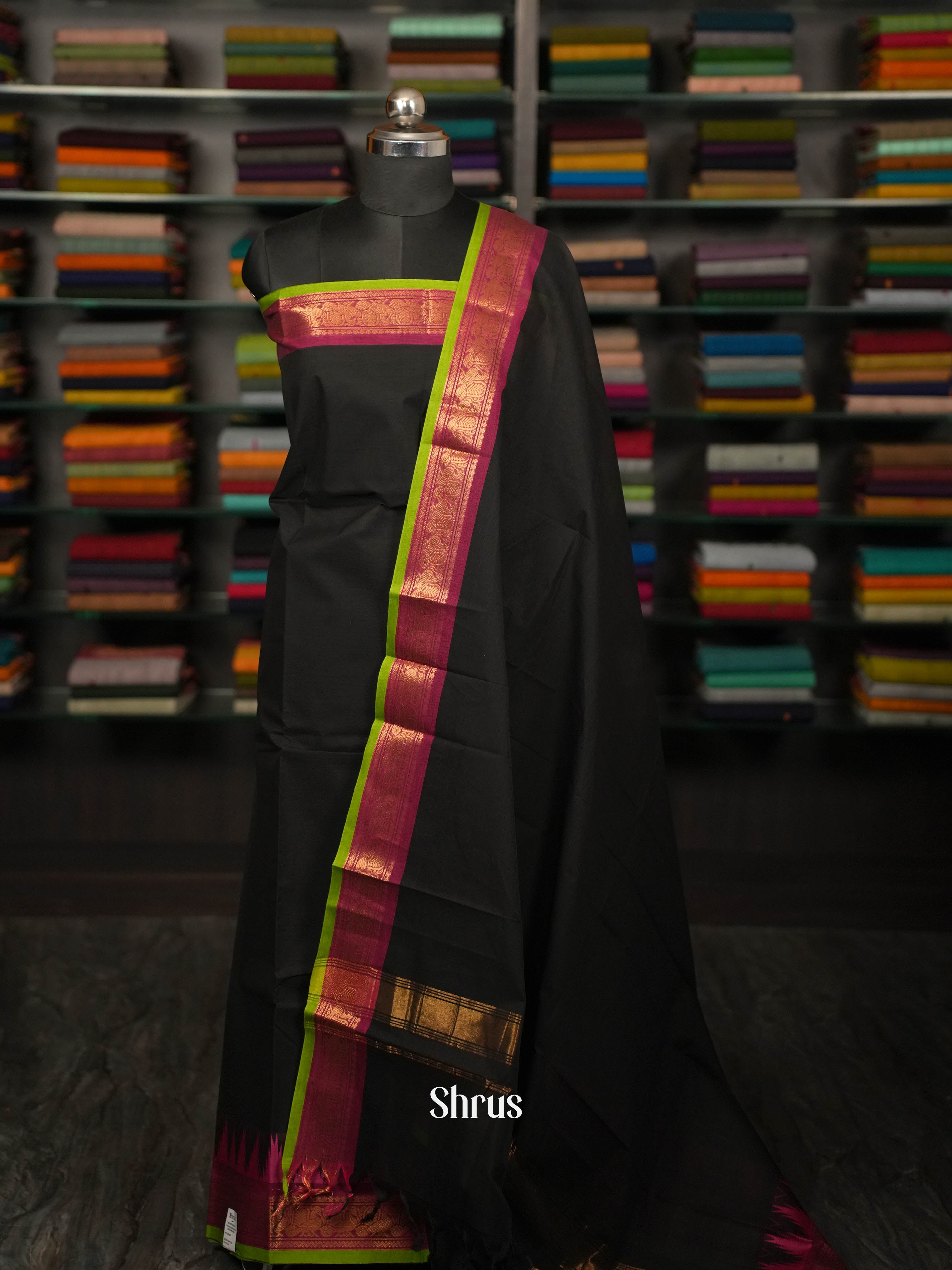 Black & Maroon- Chettinad Top & dupatta combo - Shop on ShrusEternity.com