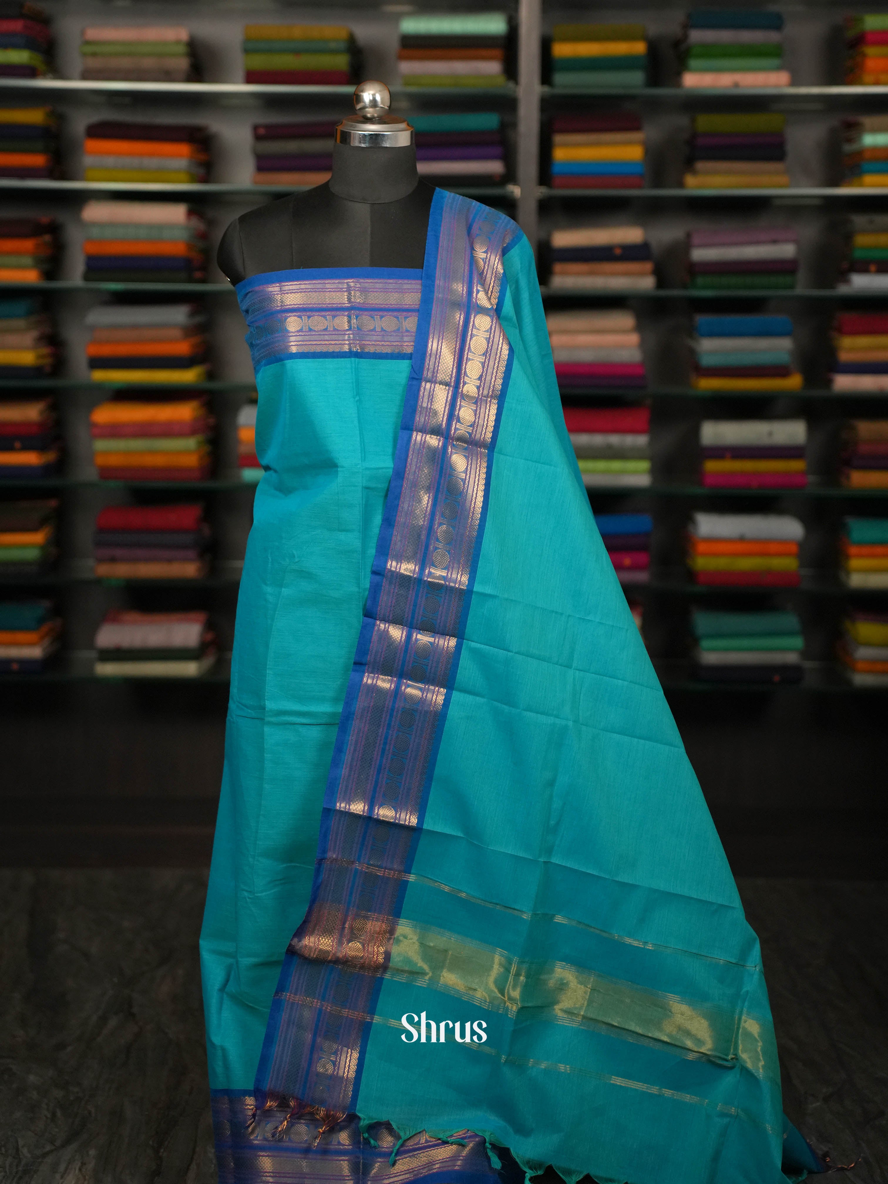 Teal & Blue - chettinad dupatta combo - Shop on ShrusEternity.com