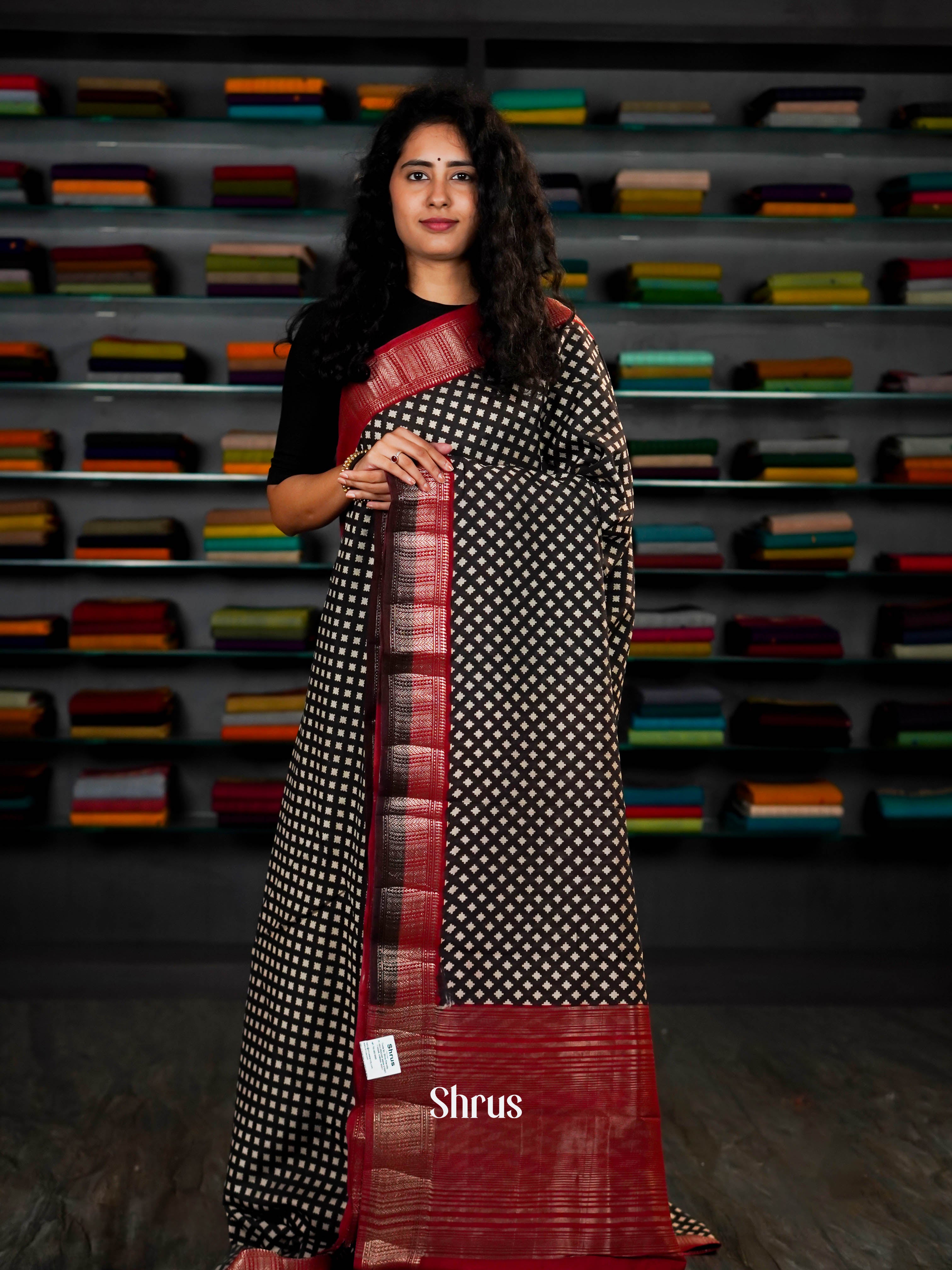 Black & Maroon - Art Modal Saree - Shop on ShrusEternity.com