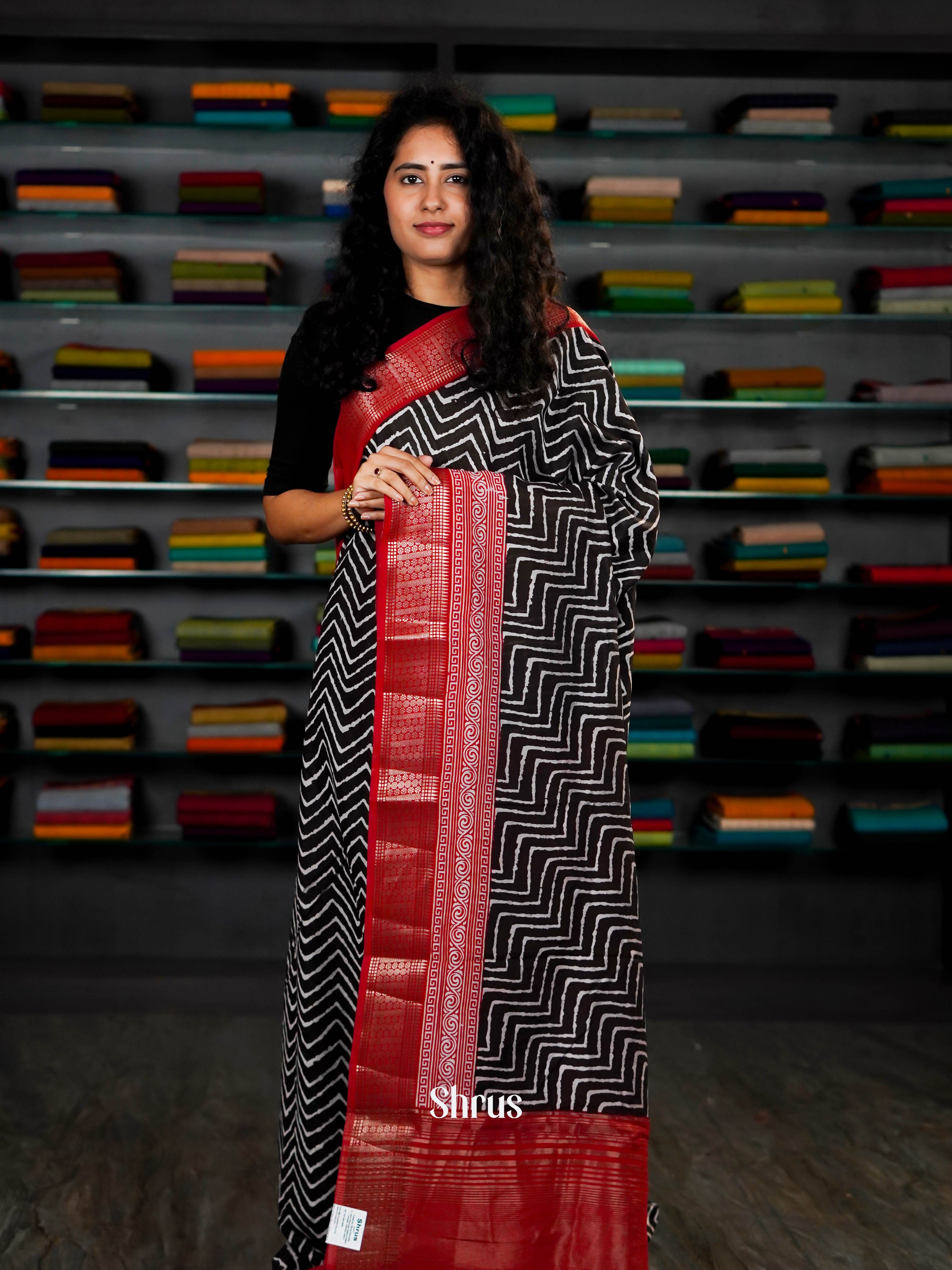 Black & Red - Art Modal Saree - Shop on ShrusEternity.com