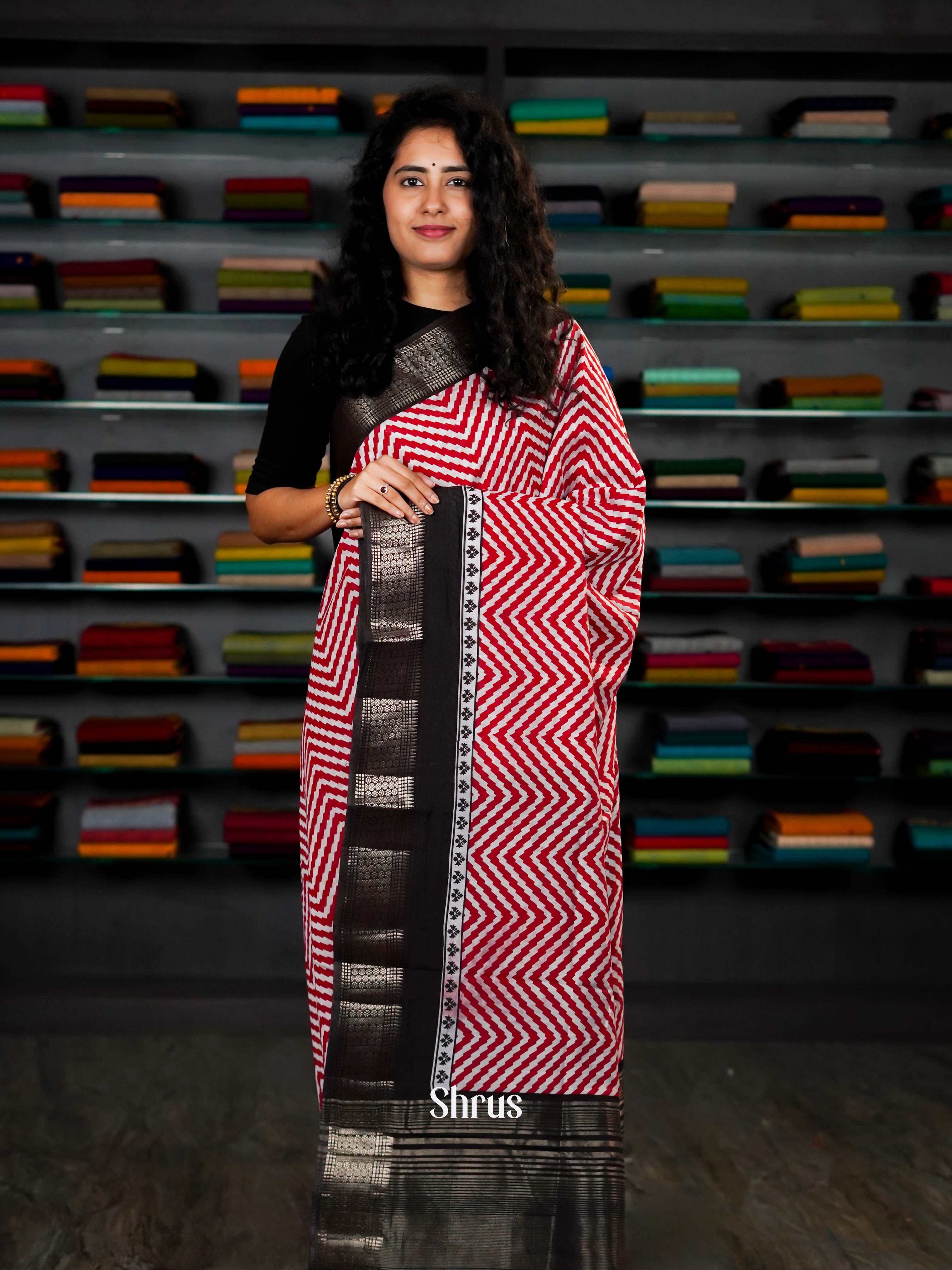 Maroon & Black - Art Modal Saree - Shop on ShrusEternity.com