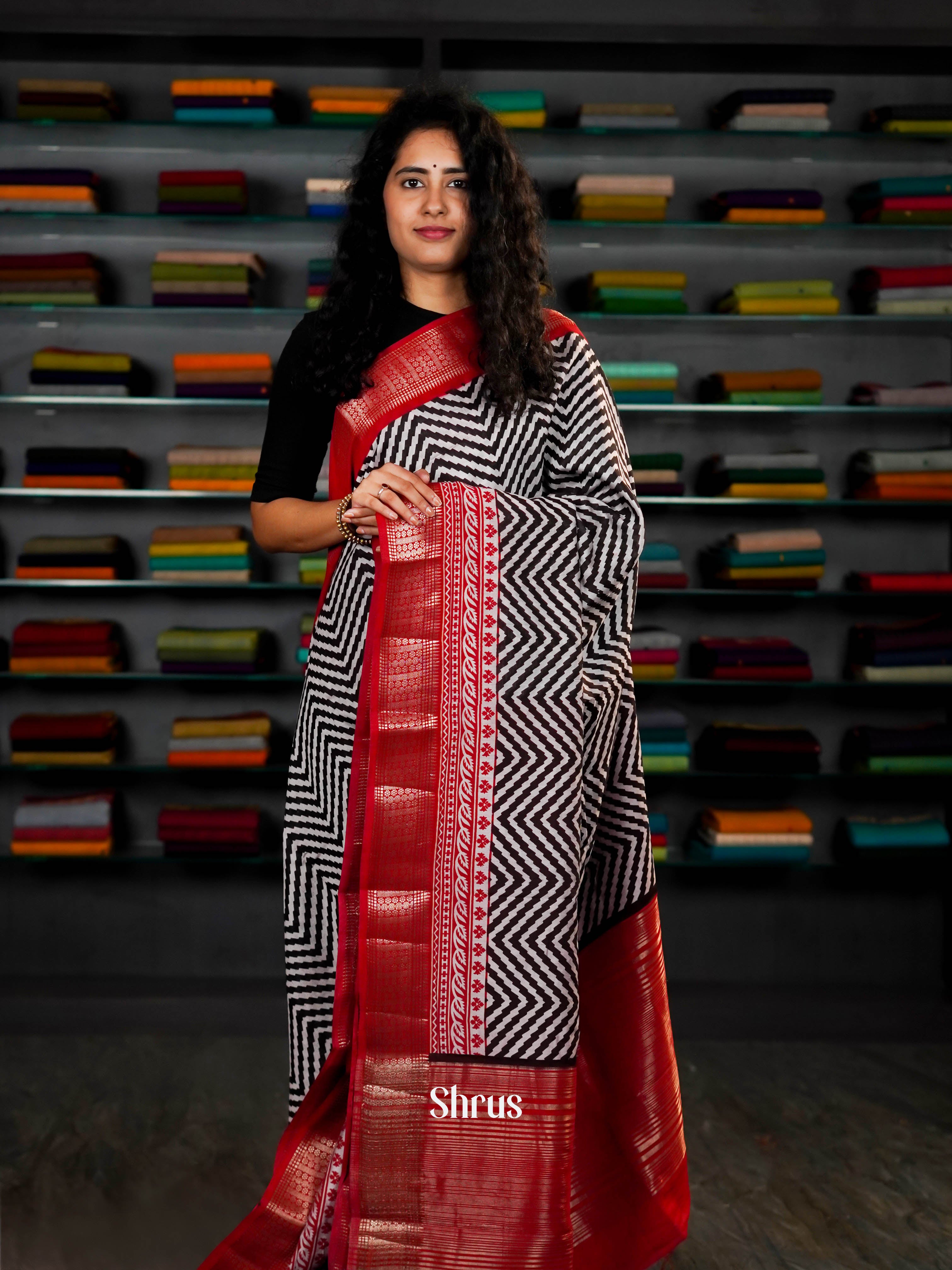 Black & Maroon - Art Modal Saree - Shop on ShrusEternity.com