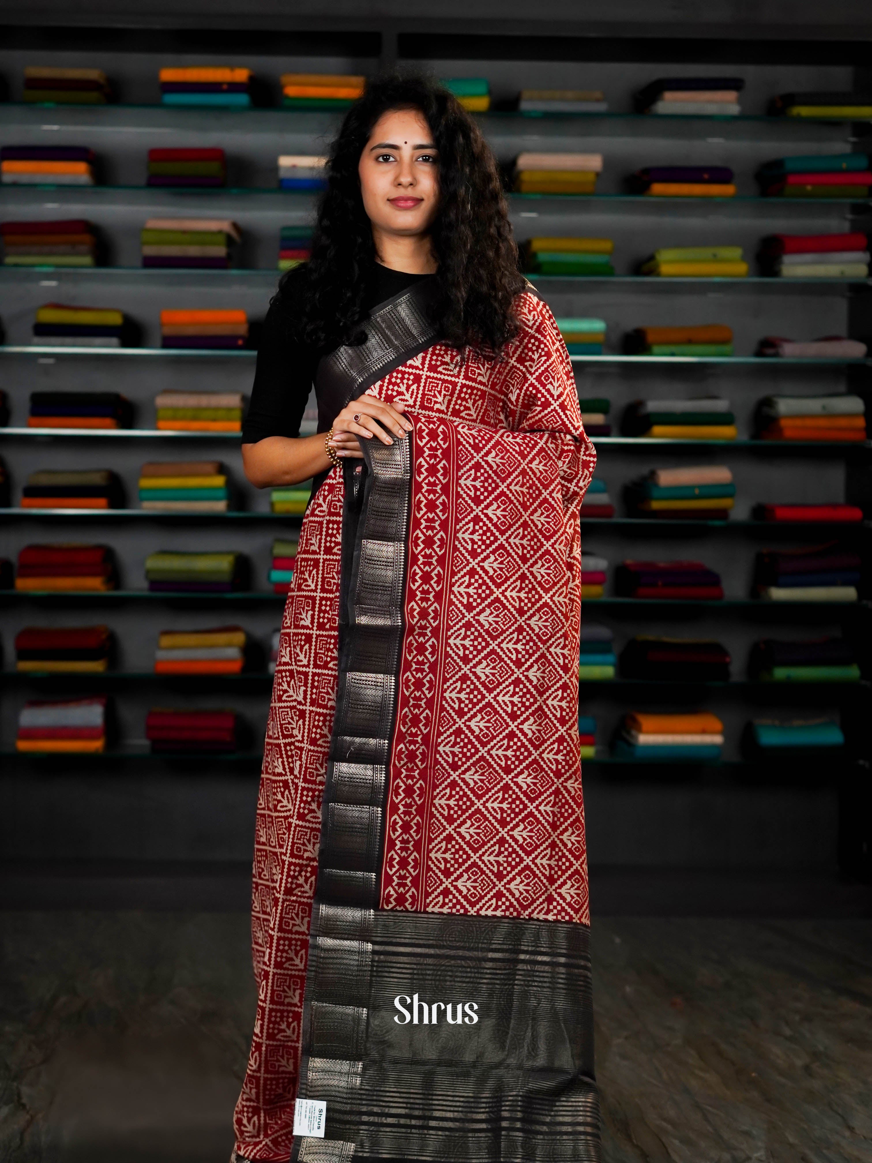 Red & Black - Art Modal Saree - Shop on ShrusEternity.com