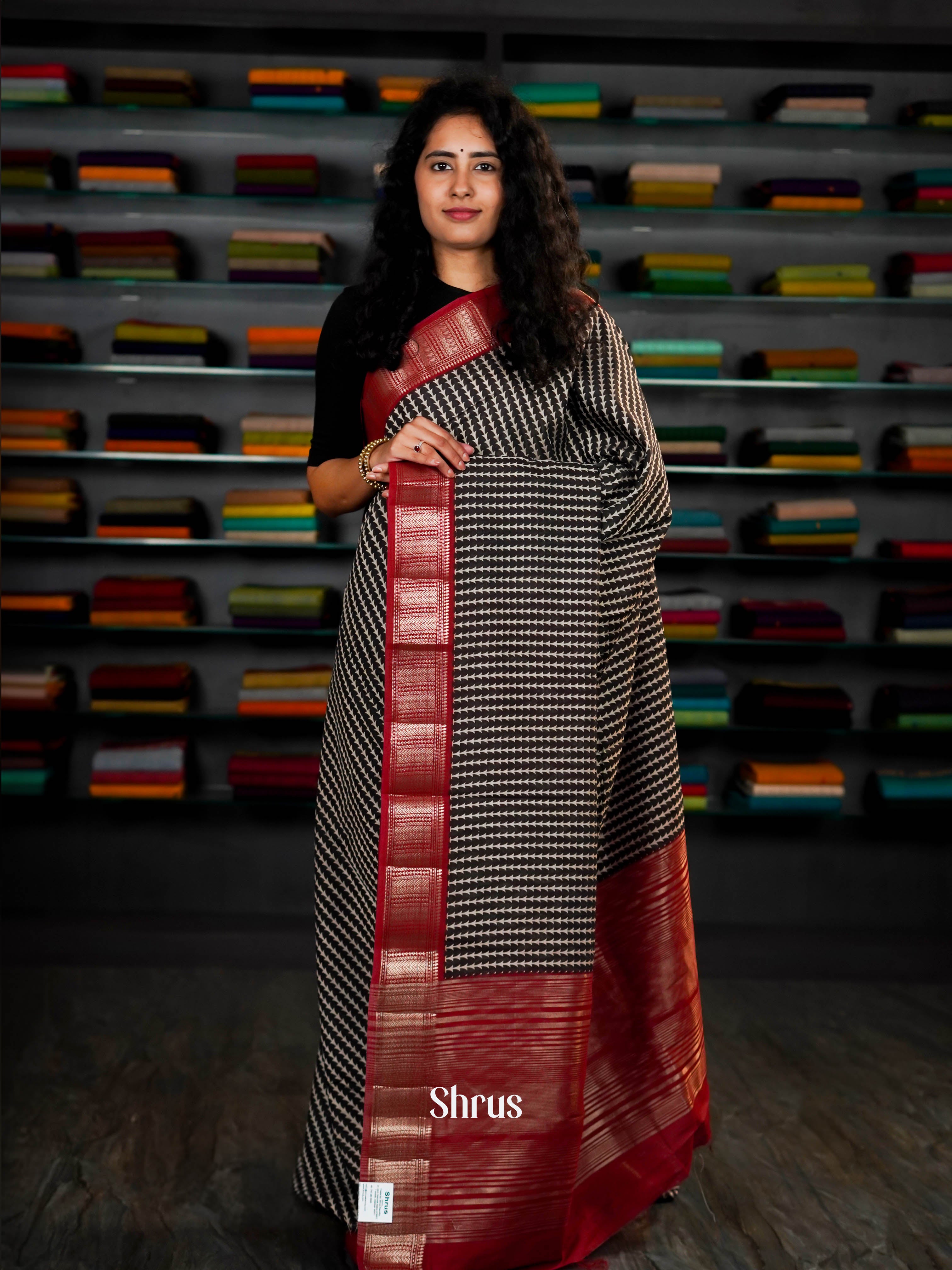 Black & Red - Art Modal Saree - Shop on ShrusEternity.com