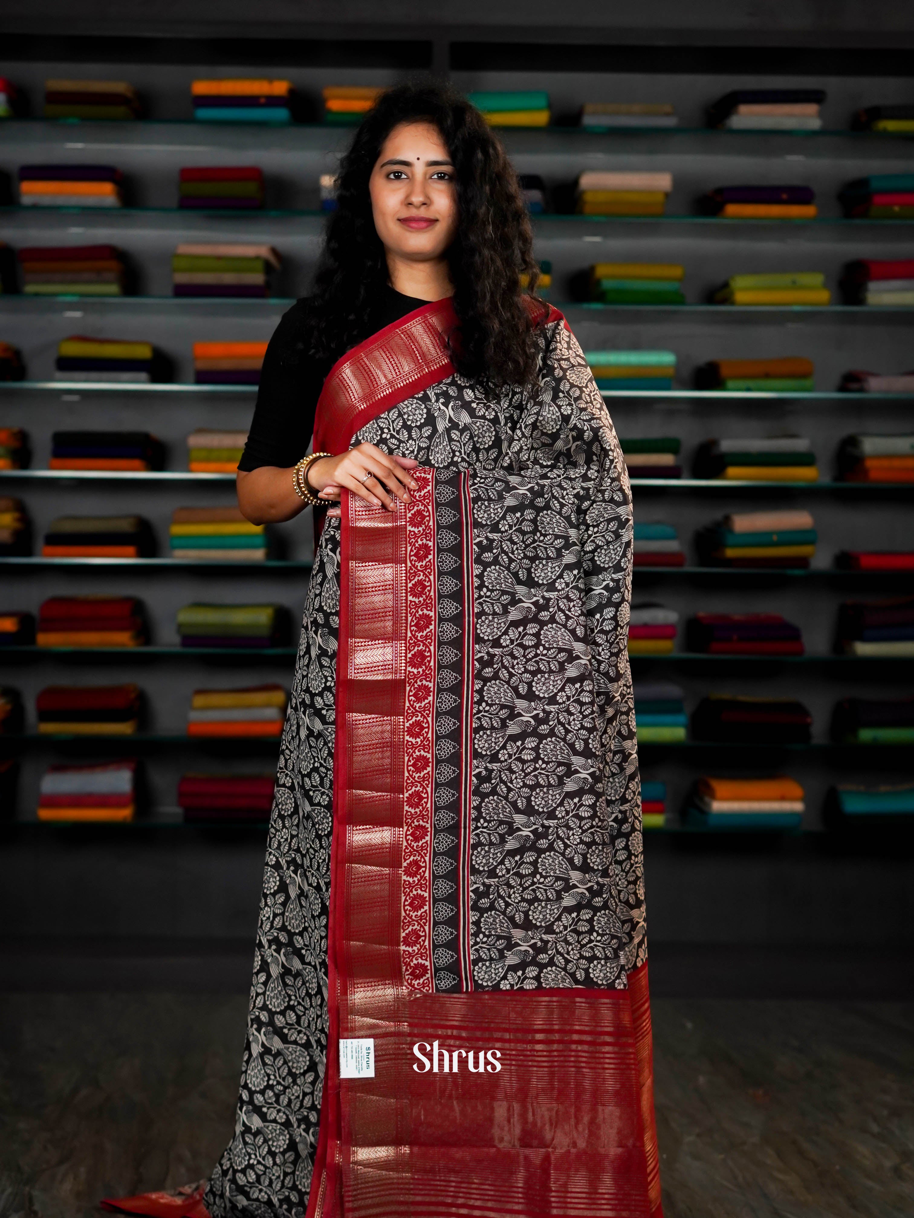Black & Maroon - Art Modal Saree - Shop on ShrusEternity.com
