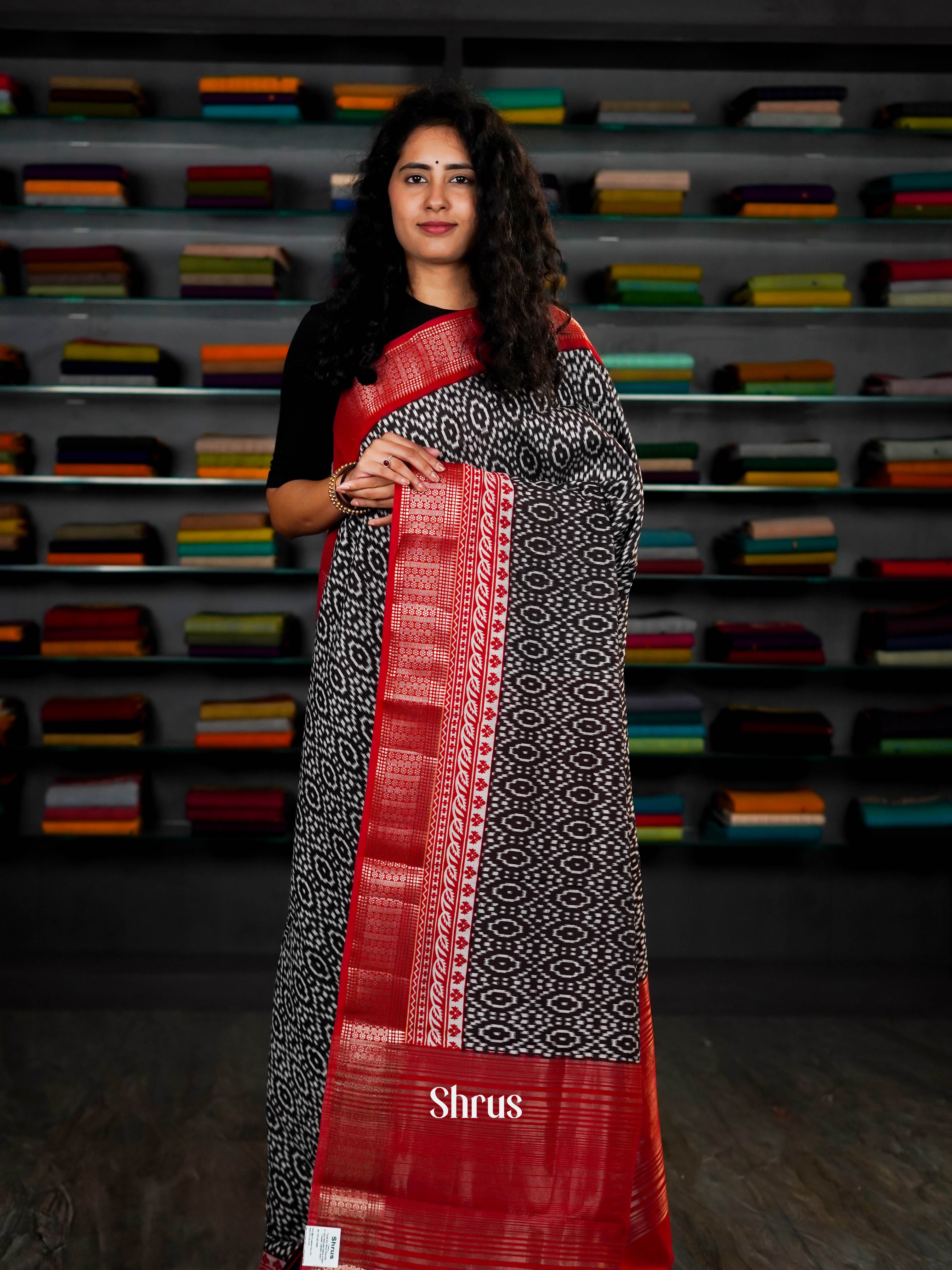 Black & Red - Art Modal Saree - Shop on ShrusEternity.com