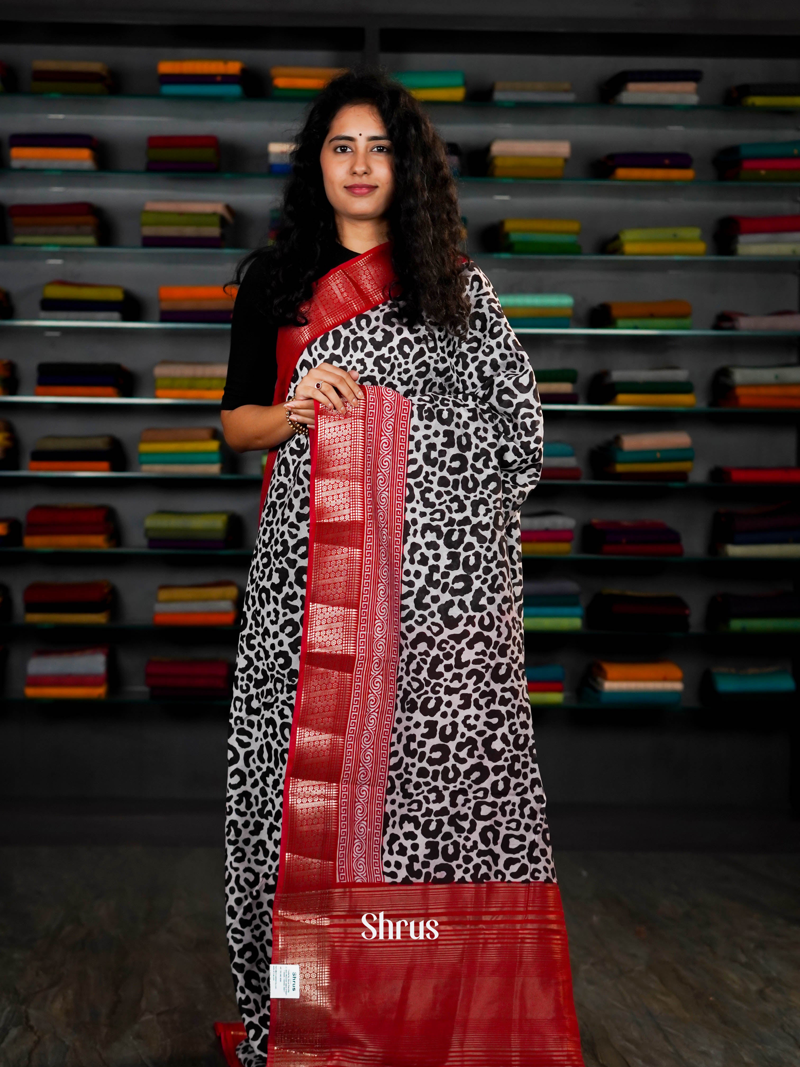 Black & Red - Art Modal Saree - Shop on ShrusEternity.com
