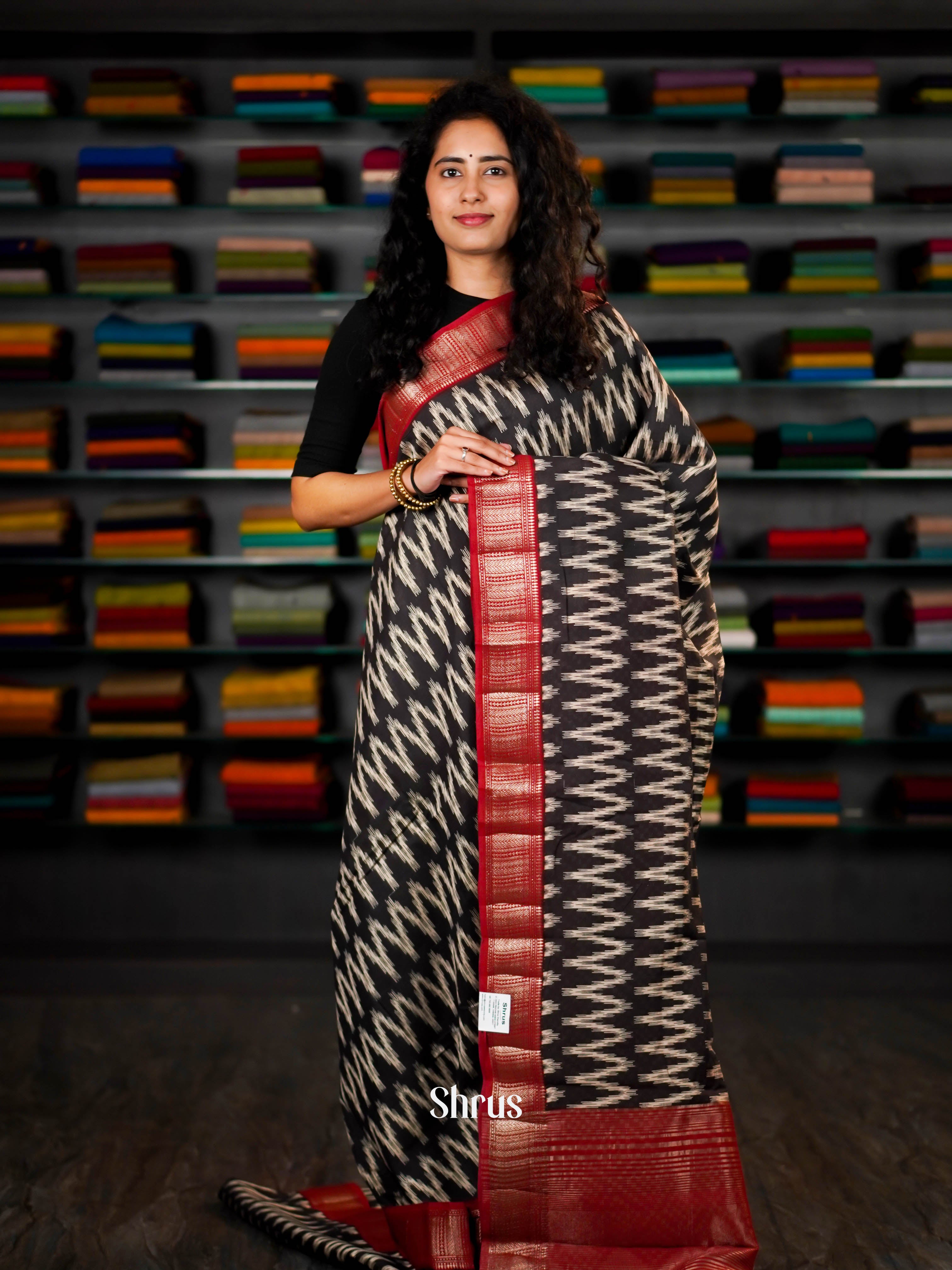 Black & Red - Art Modal Saree - Shop on ShrusEternity.com