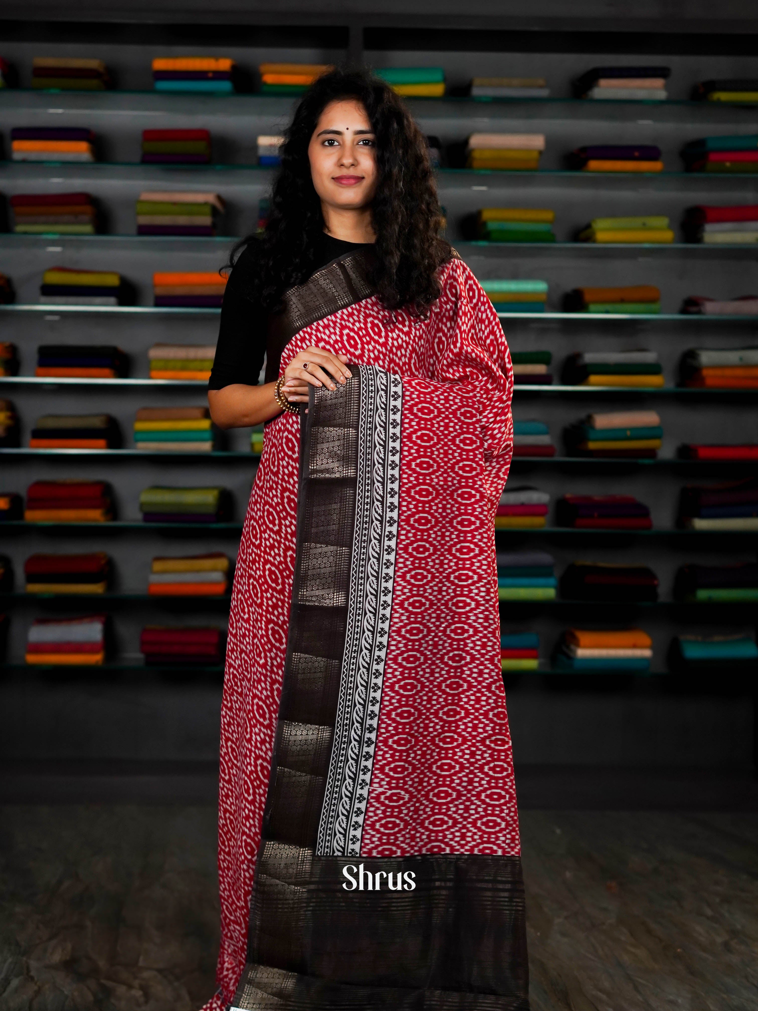 Red & Black - Art Modal Saree - Shop on ShrusEternity.com