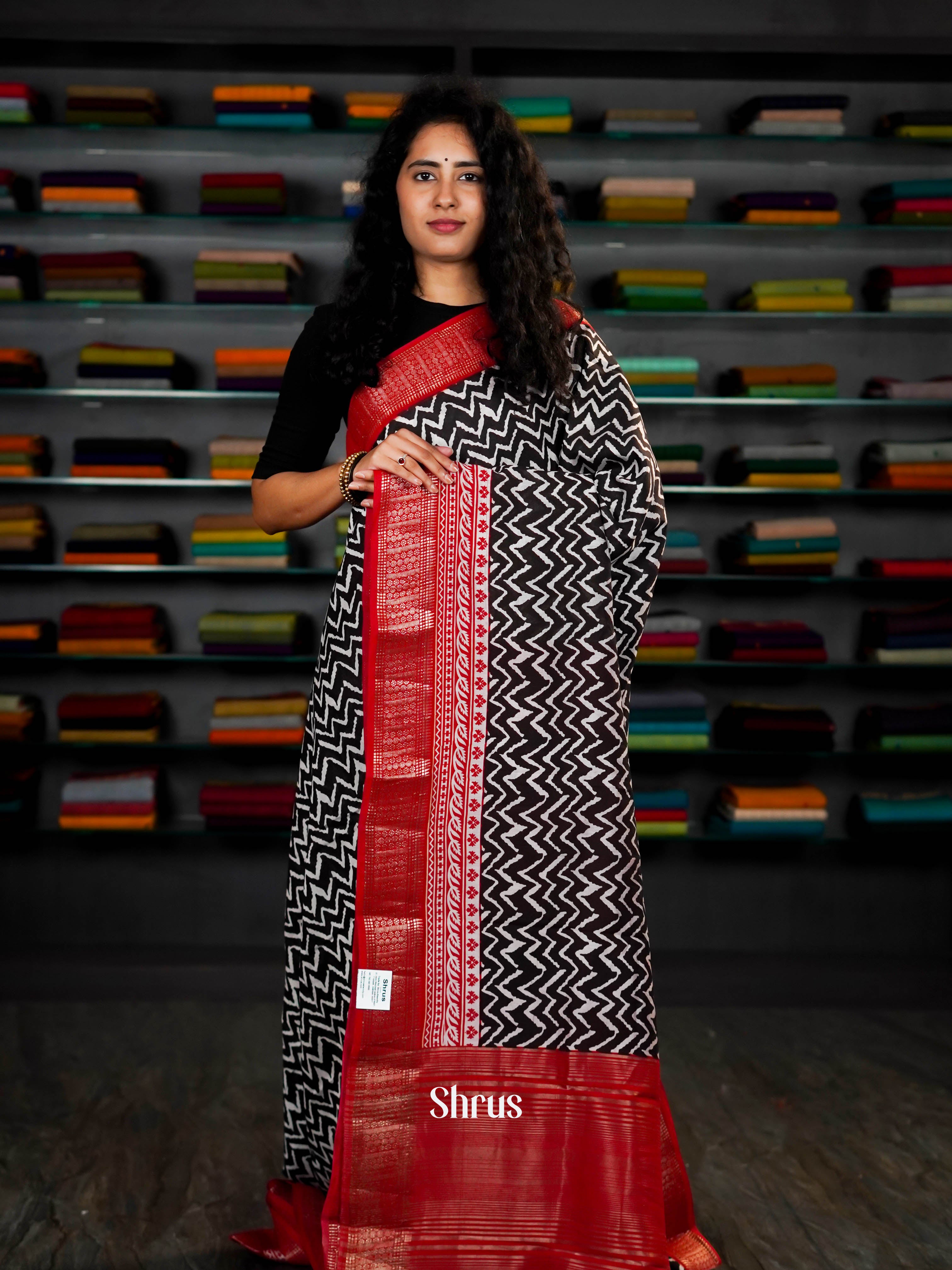 Black & Red - Art Modal Saree - Shop on ShrusEternity.com