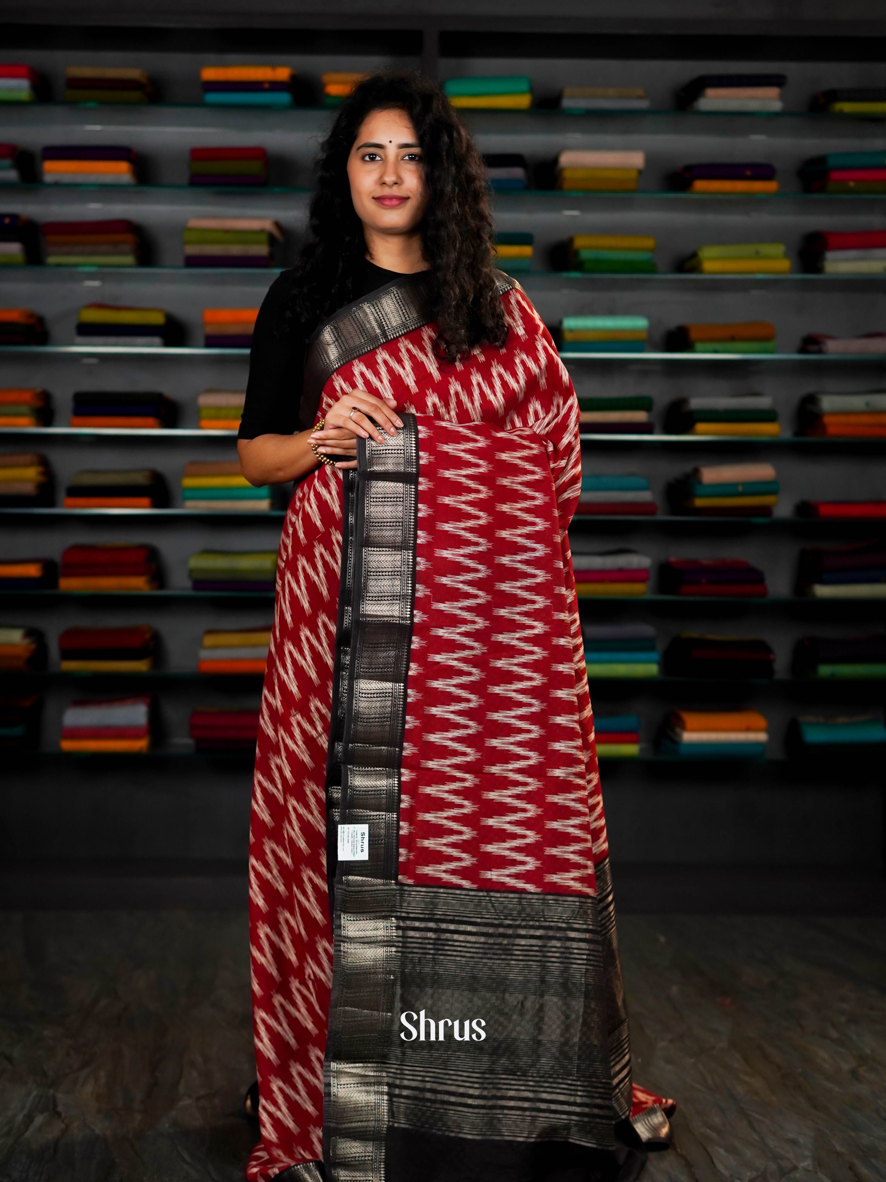 Red & Black - Art Modal Saree - Shop on ShrusEternity.com