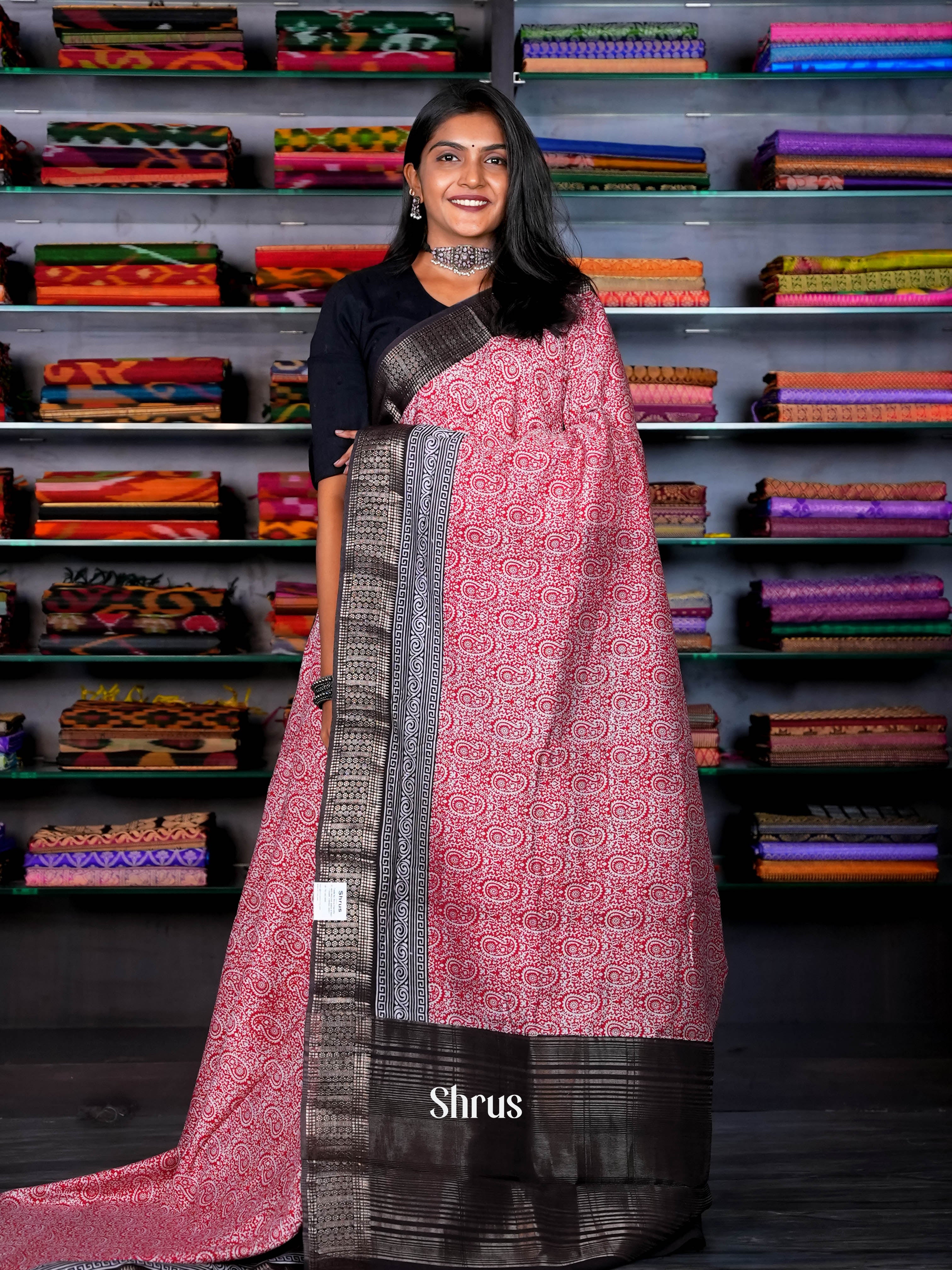 Red & Black - Art Modal Saree - Shop on ShrusEternity.com