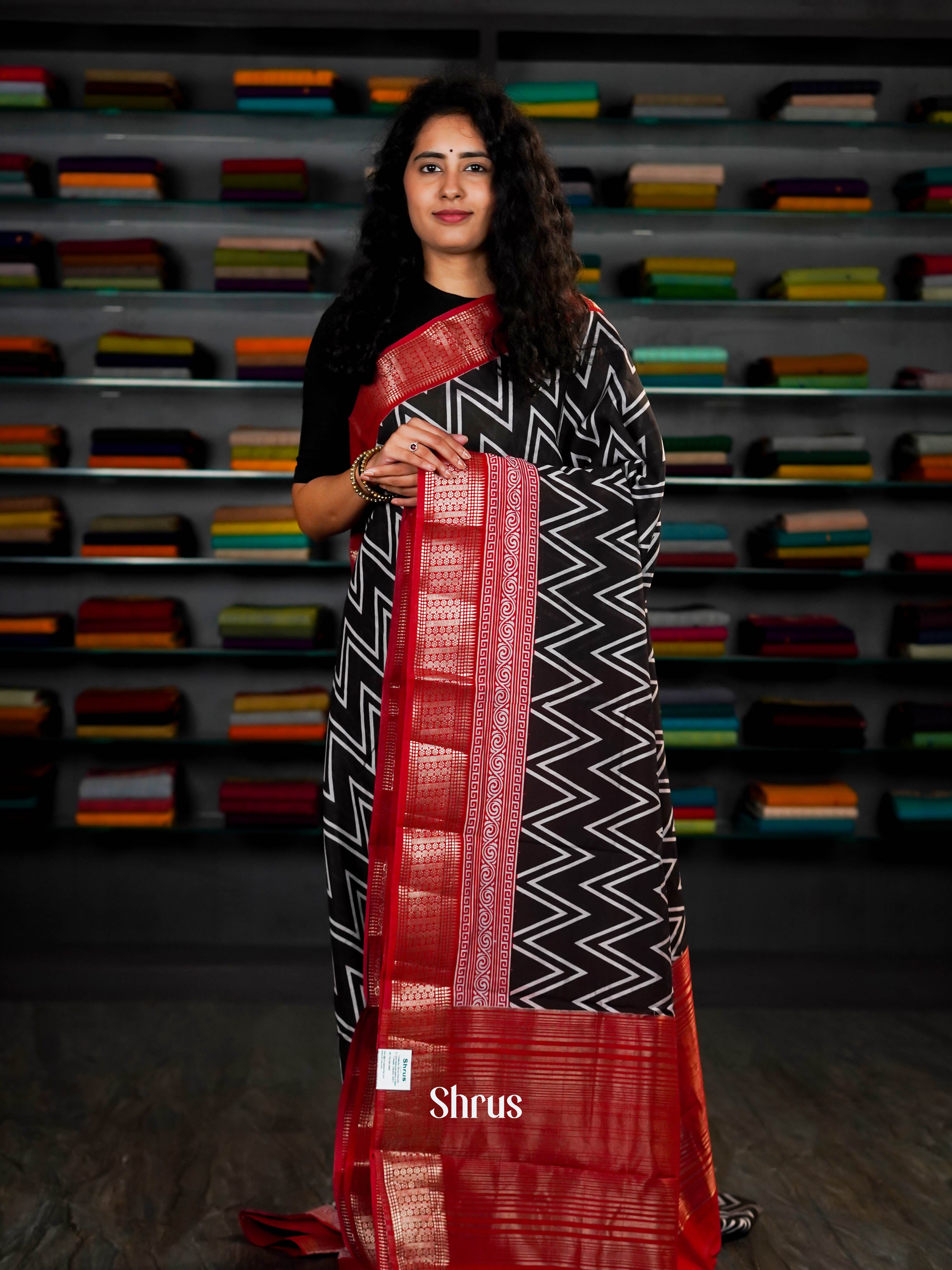 Black & Maroon - Art Modal Saree - Shop on ShrusEternity.com