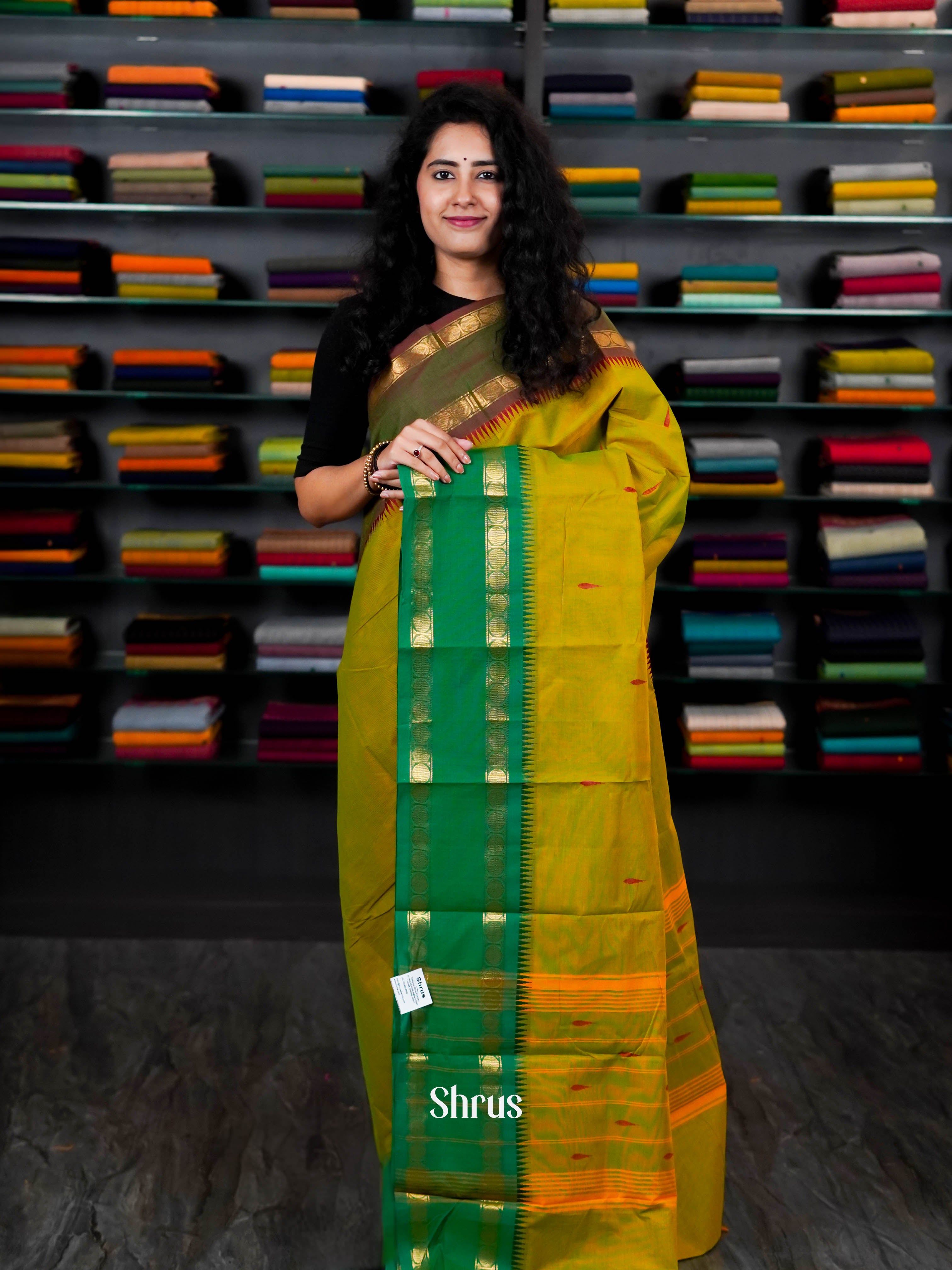 Mathulir Green & Green - Chettinad Cotton Saree - Shop on ShrusEternity.com