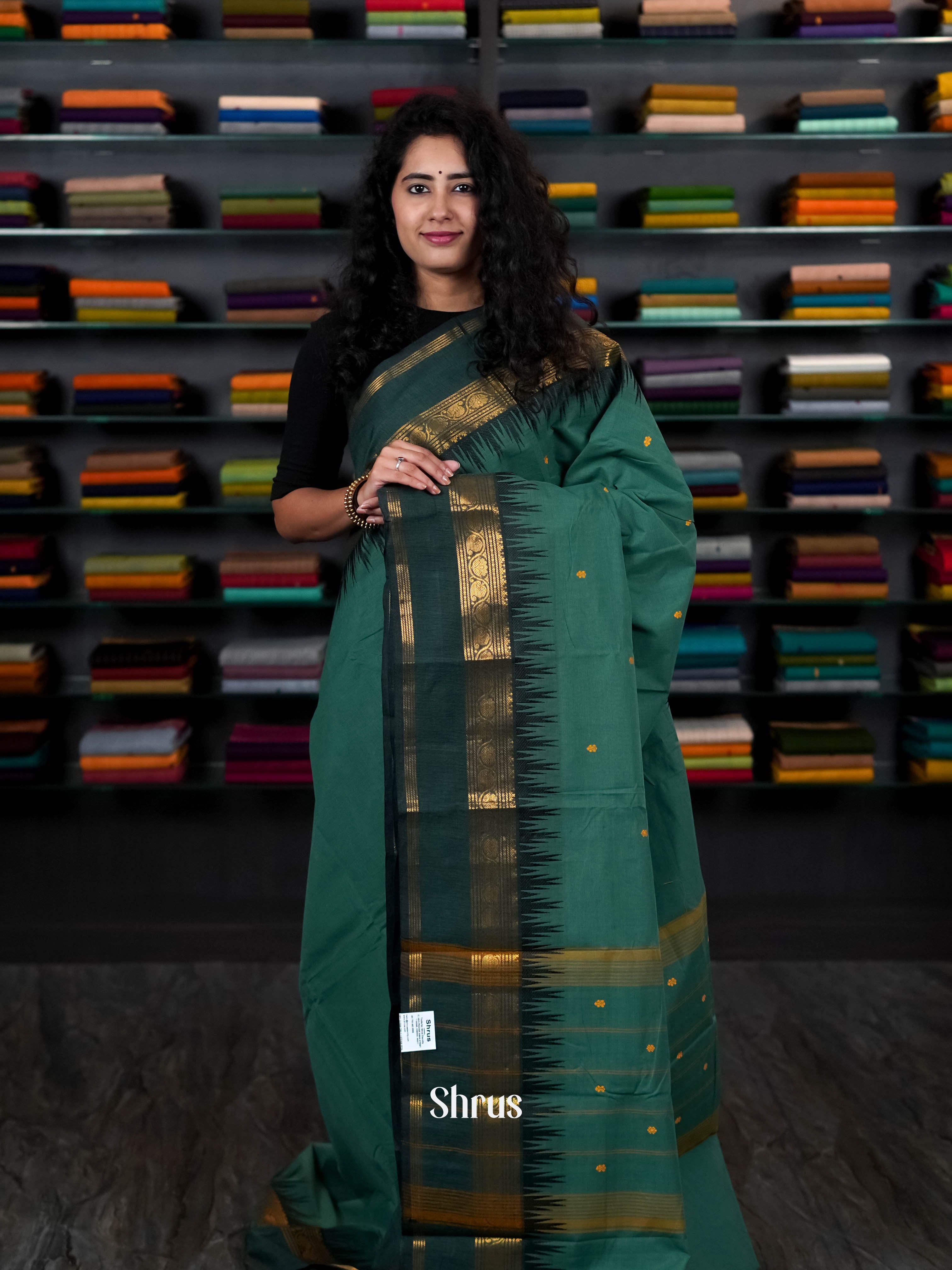 Green - Chettinad Cotton Saree - Shop on ShrusEternity.com