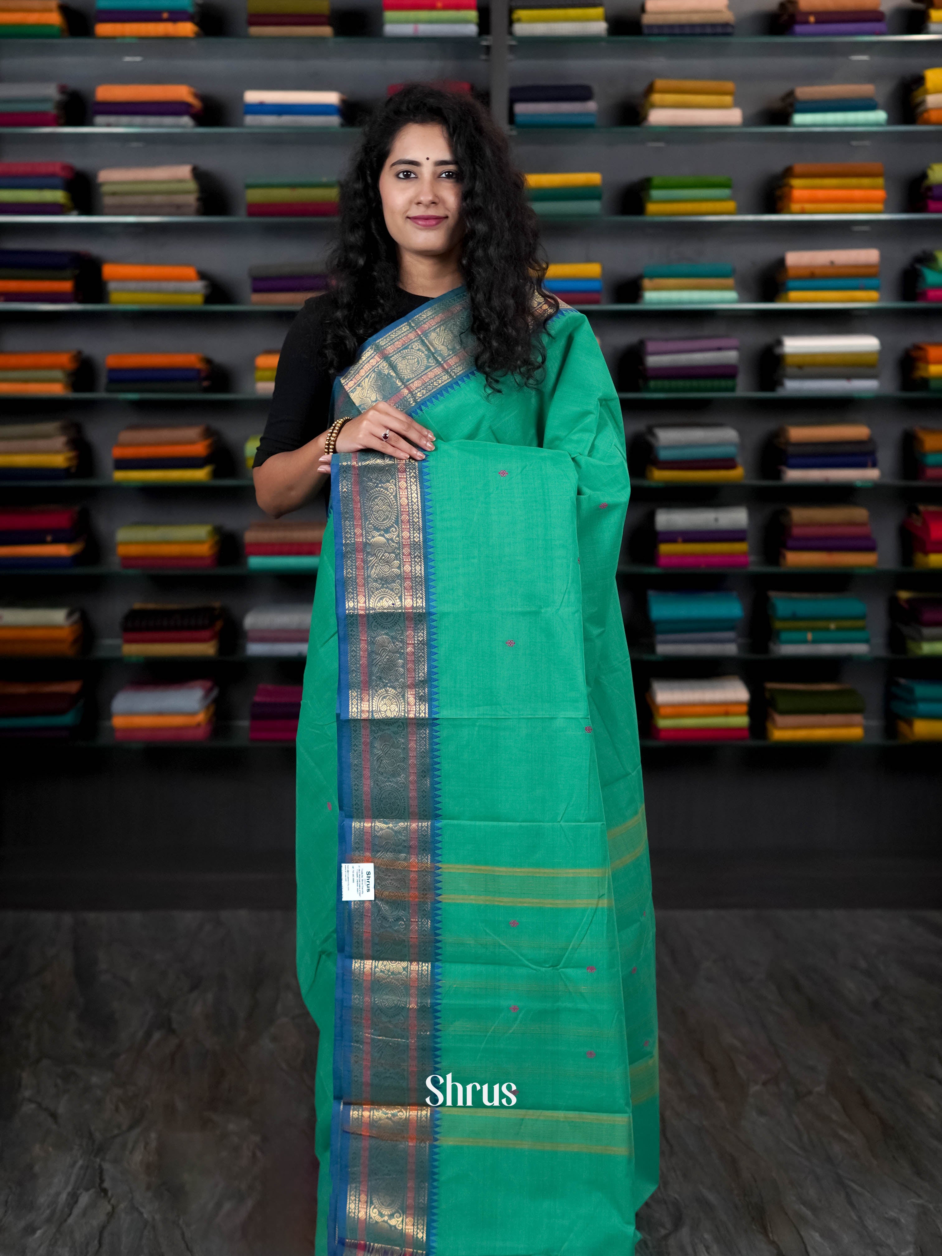 Green & Blue - Chettinad Cotton Saree - Shop on ShrusEternity.com