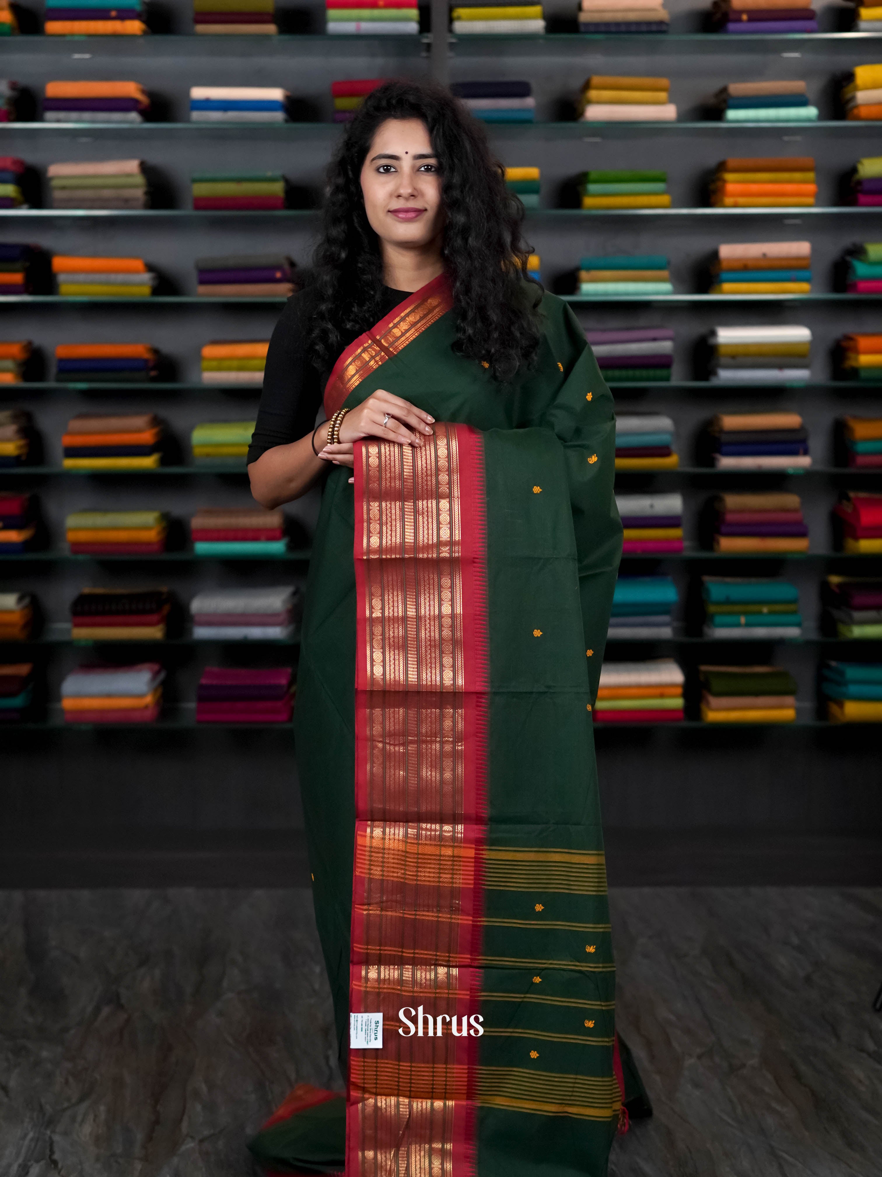 Green & Red - Chettinad Cotton Saree - Shop on ShrusEternity.com
