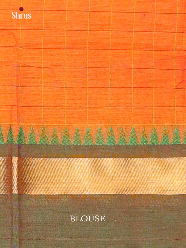 Orange & Green- Chettinad Cotton Saree - Shop on ShrusEternity.com