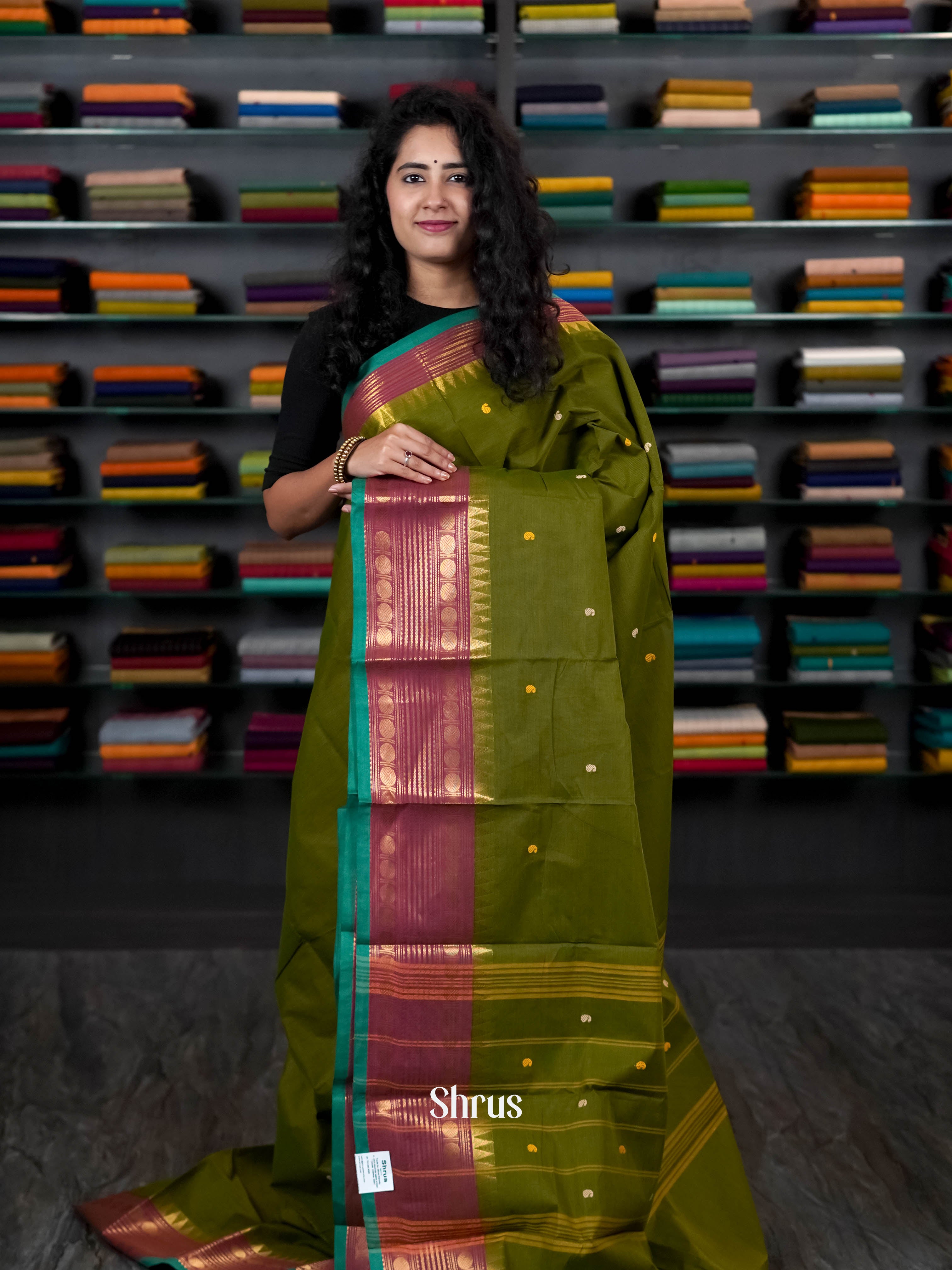 Green & Maroon - Chettinad Cotton Saree - Shop on ShrusEternity.com
