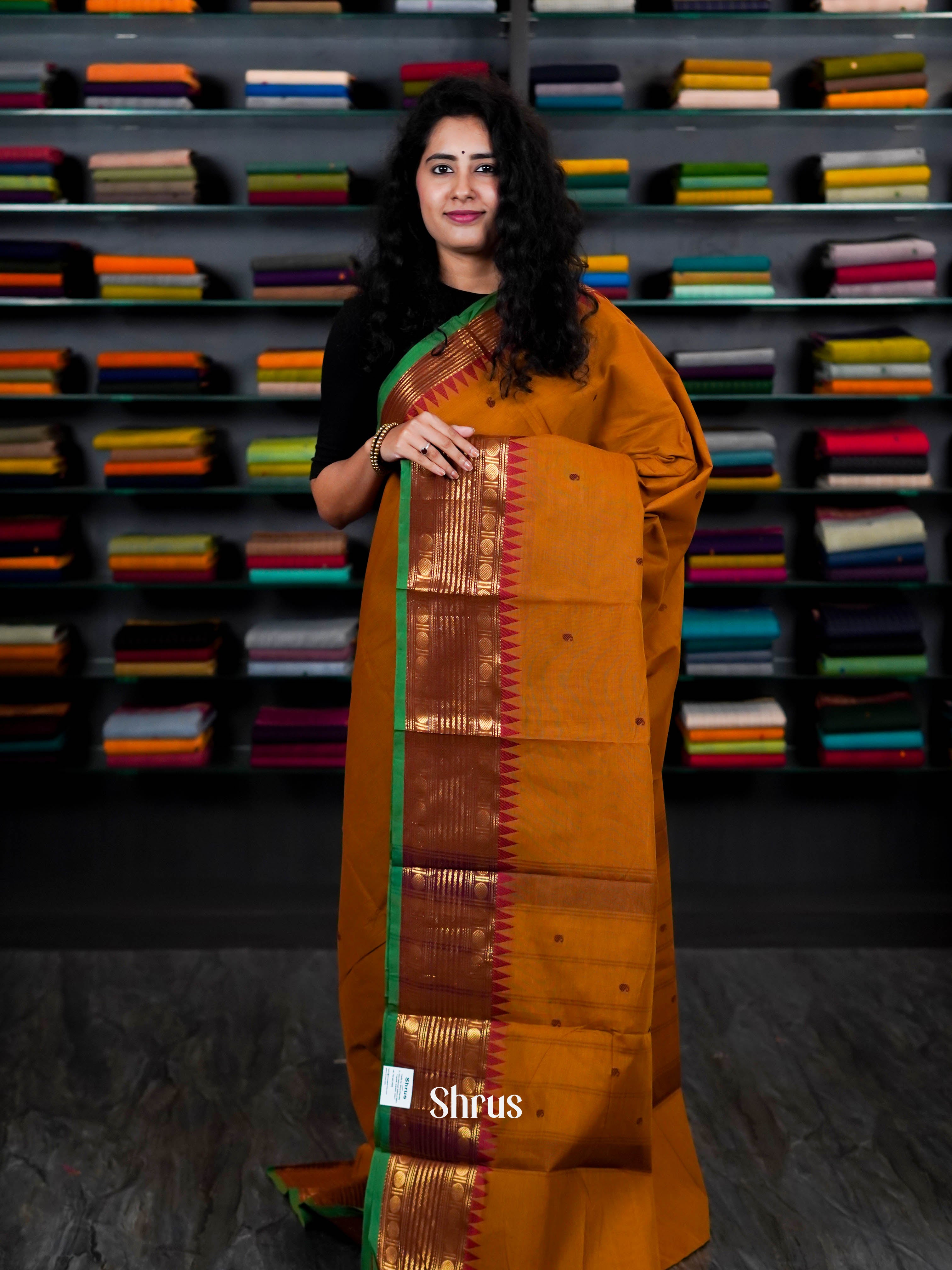 Brown & maroon - Chettinad Cotton Saree - Shop on ShrusEternity.com