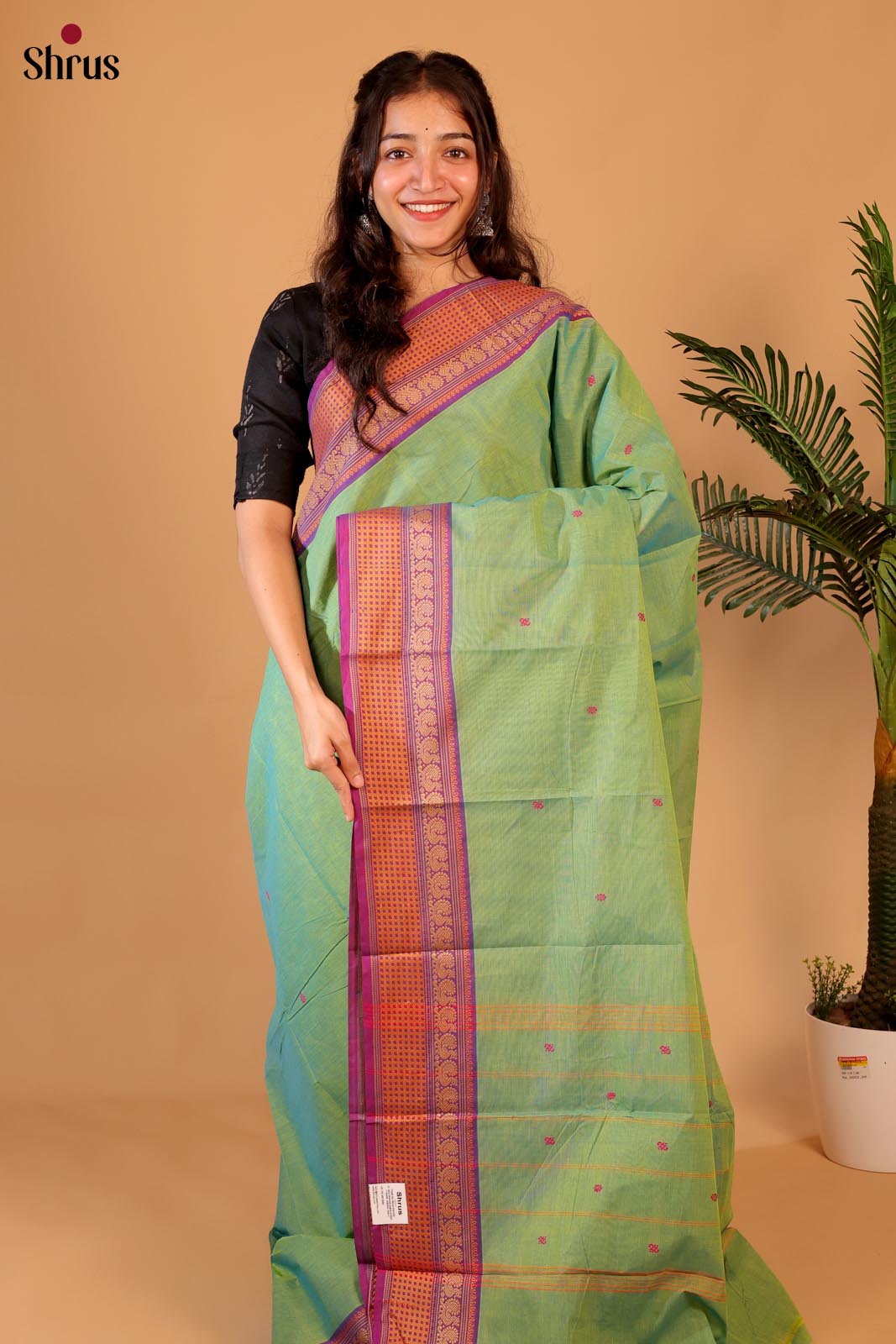 Green & Purple - Chettinad Cotton Saree - Shop on ShrusEternity.com