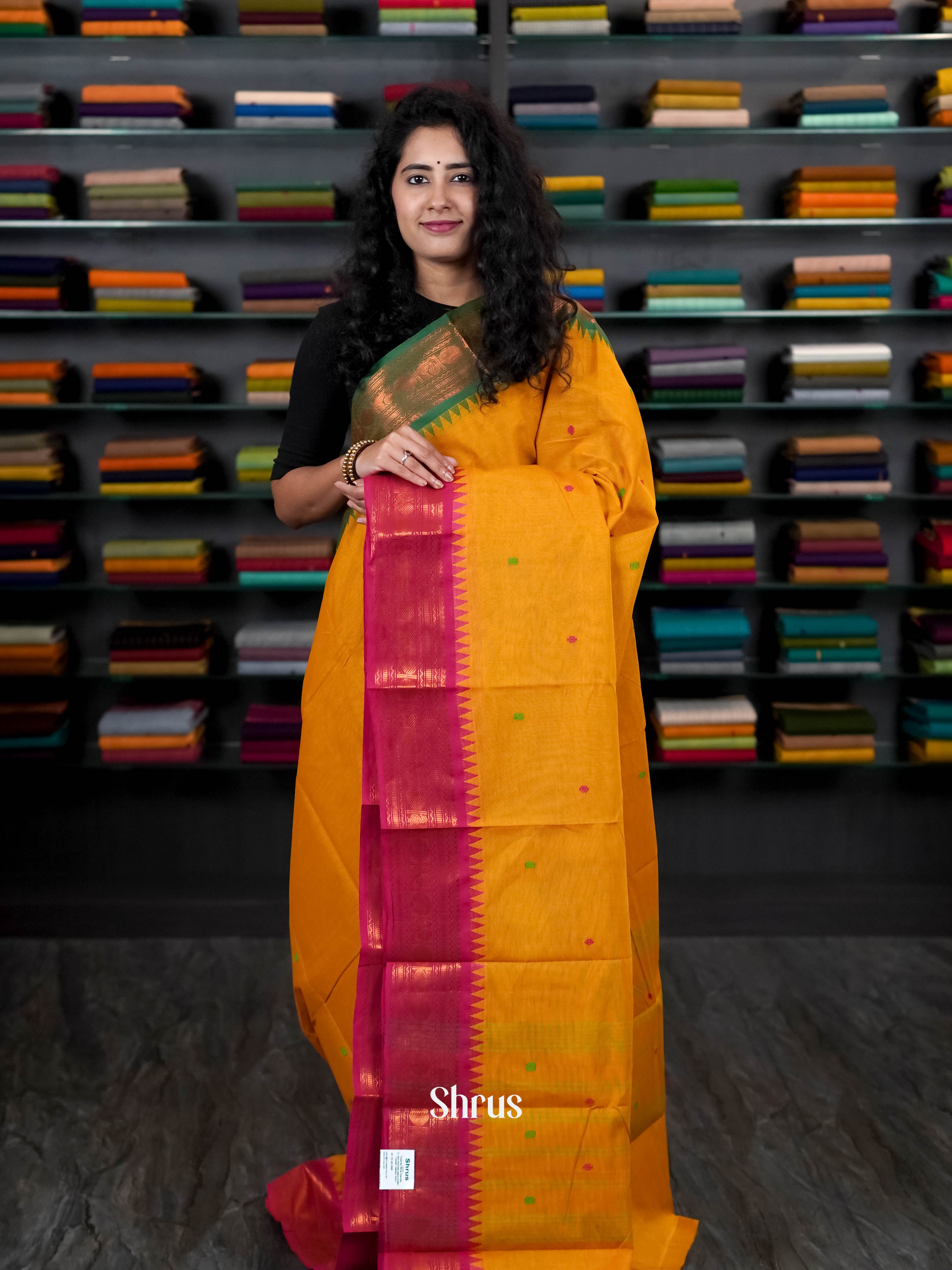 Mustard & Green - Chettinad Cotton Saree - Shop on ShrusEternity.com