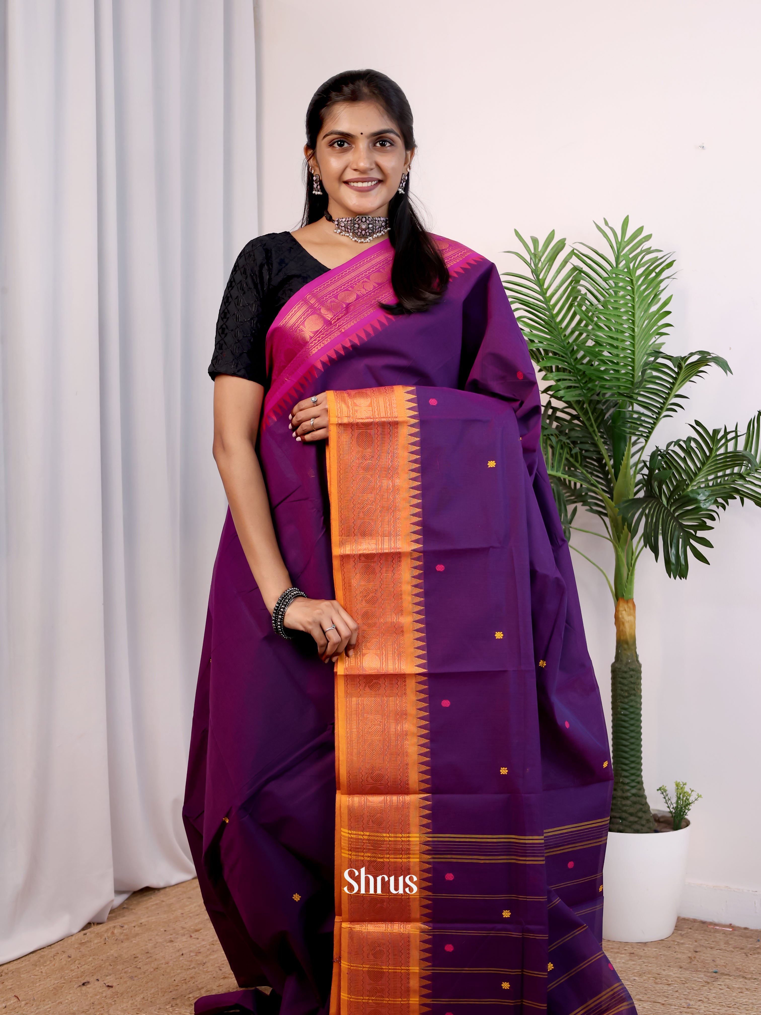 CHS24176 - Chettinad Cotton Saree - Shop on ShrusEternity.com