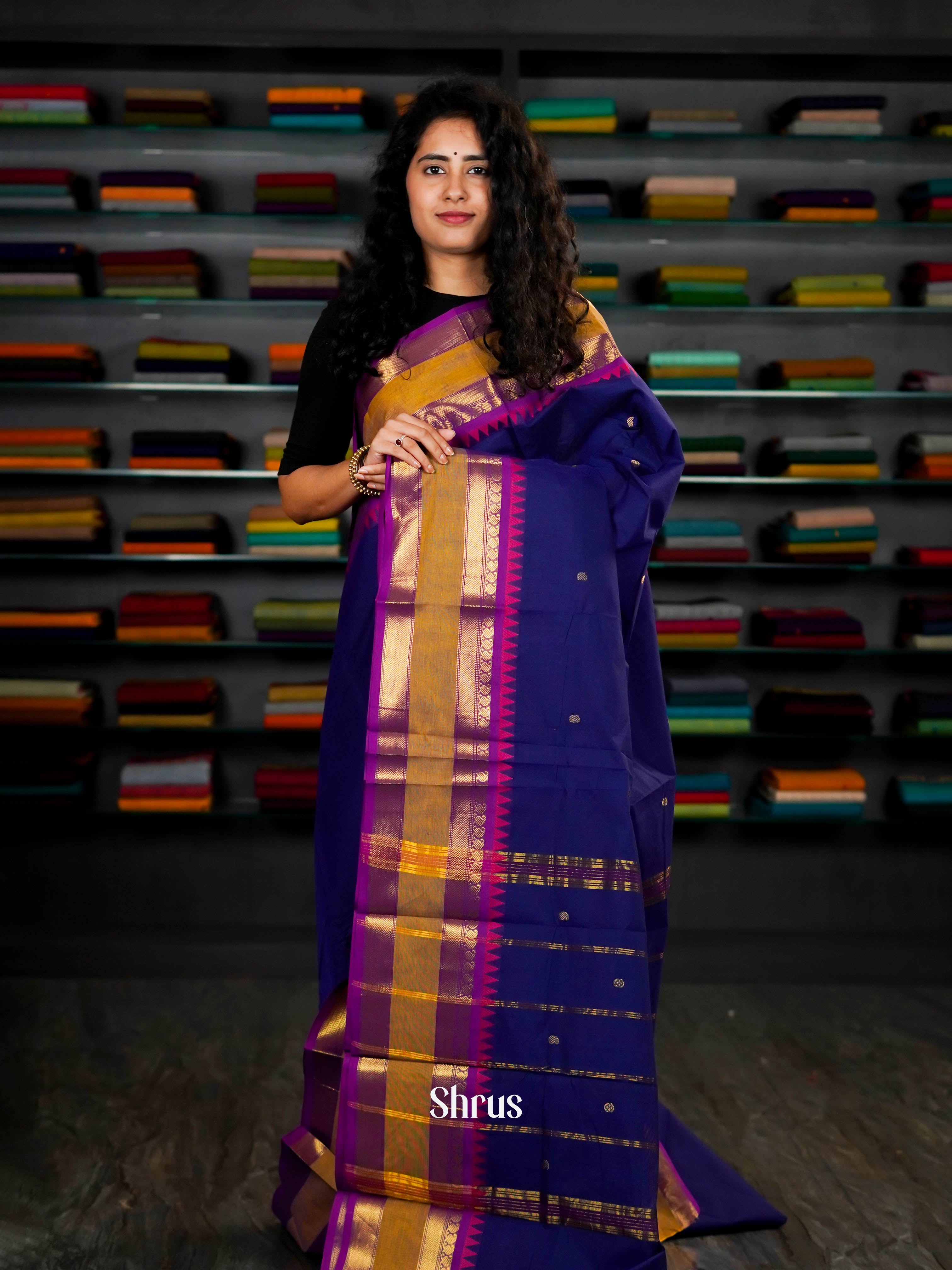 Blue & Purple - Chettinad Cotton - Shop on ShrusEternity.com