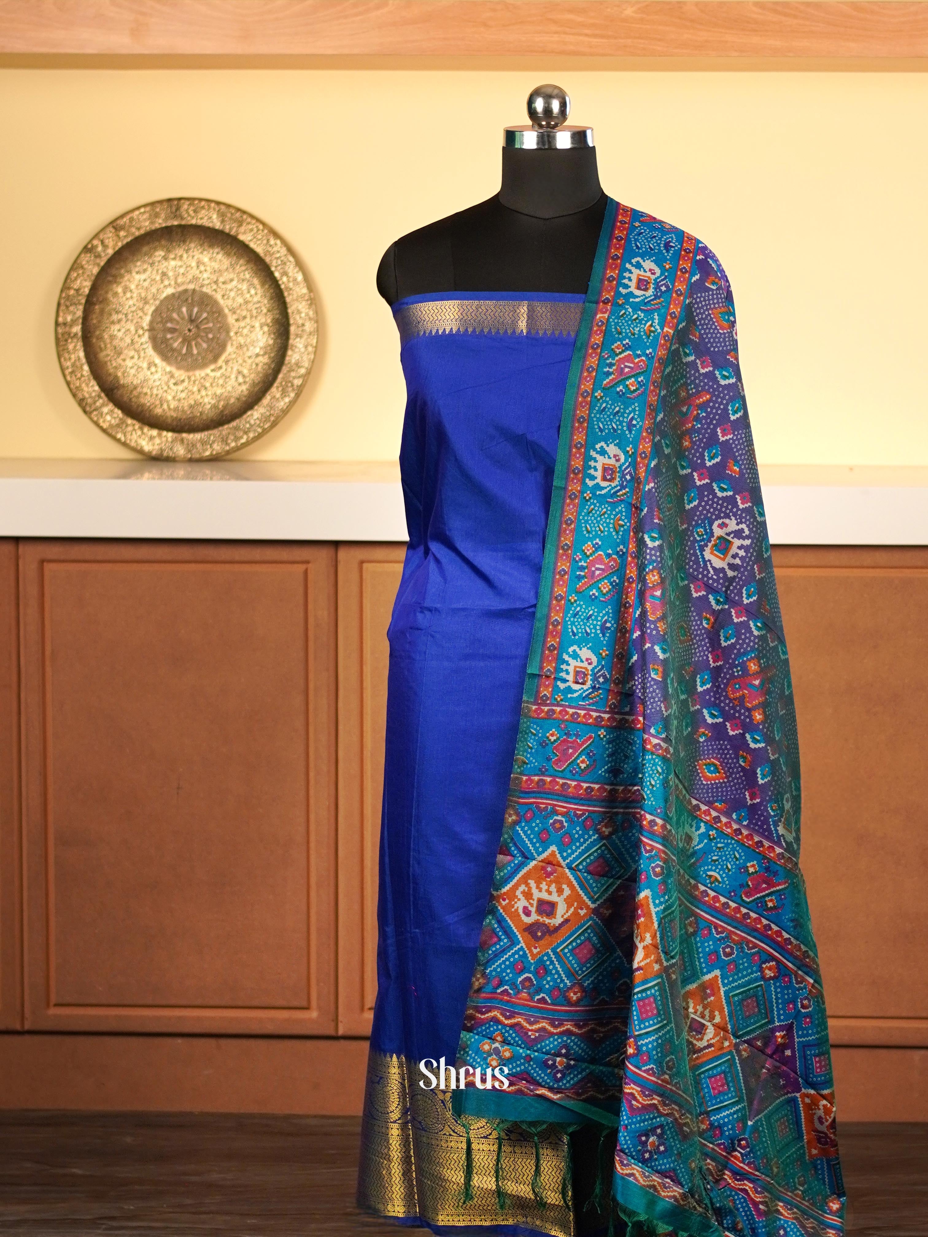 Blue - Semi Patola top & dupatta - Shop on ShrusEternity.com