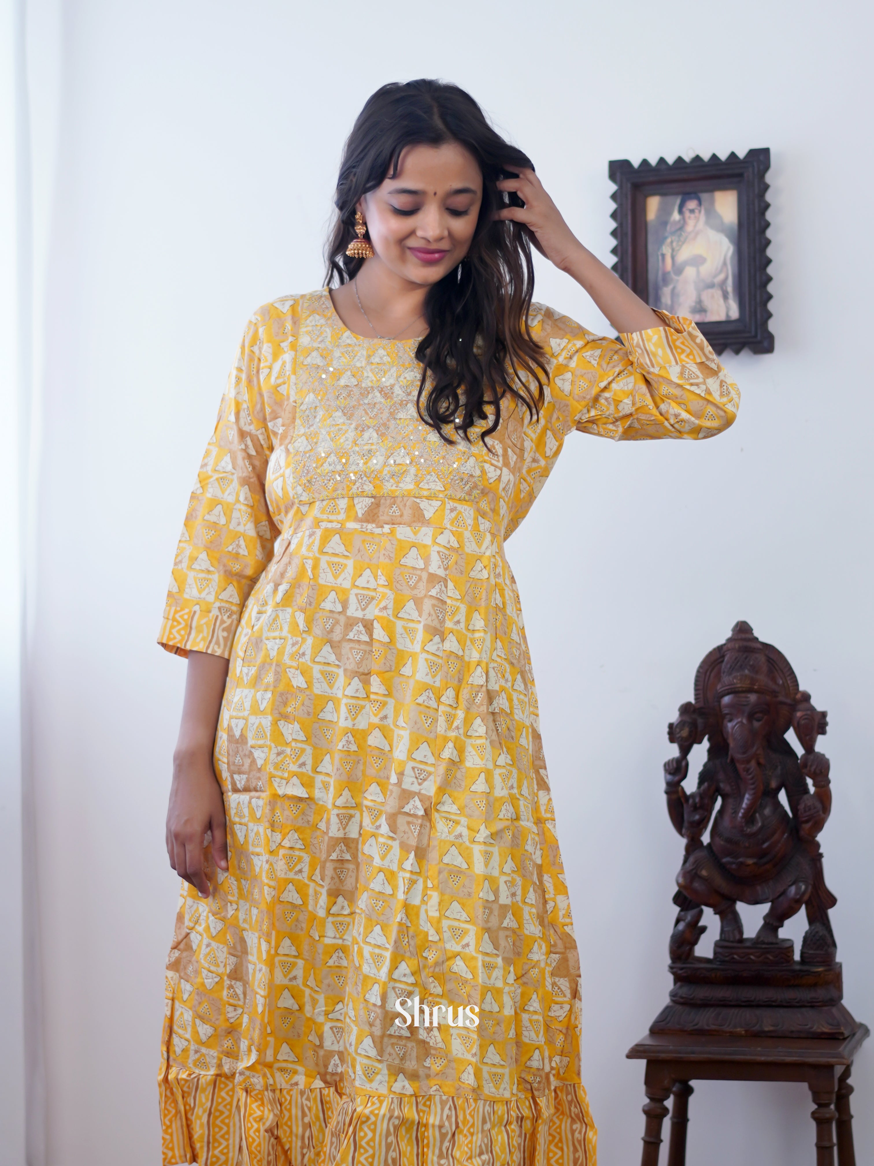 Yellow - Readymade Kurti - Shop on ShrusEternity.com