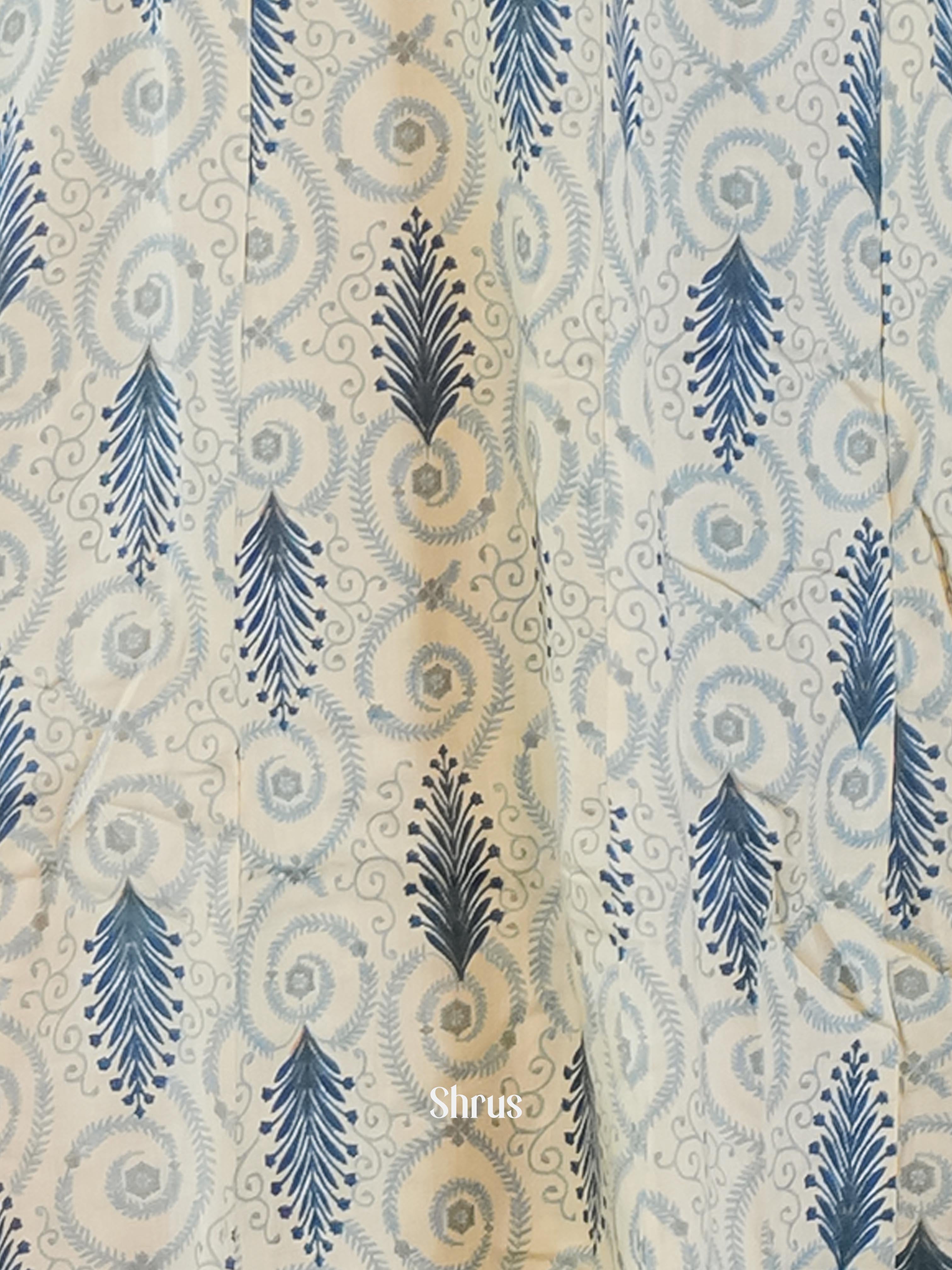 Cream & Blue - Readymade Kurti - Shop on ShrusEternity.com