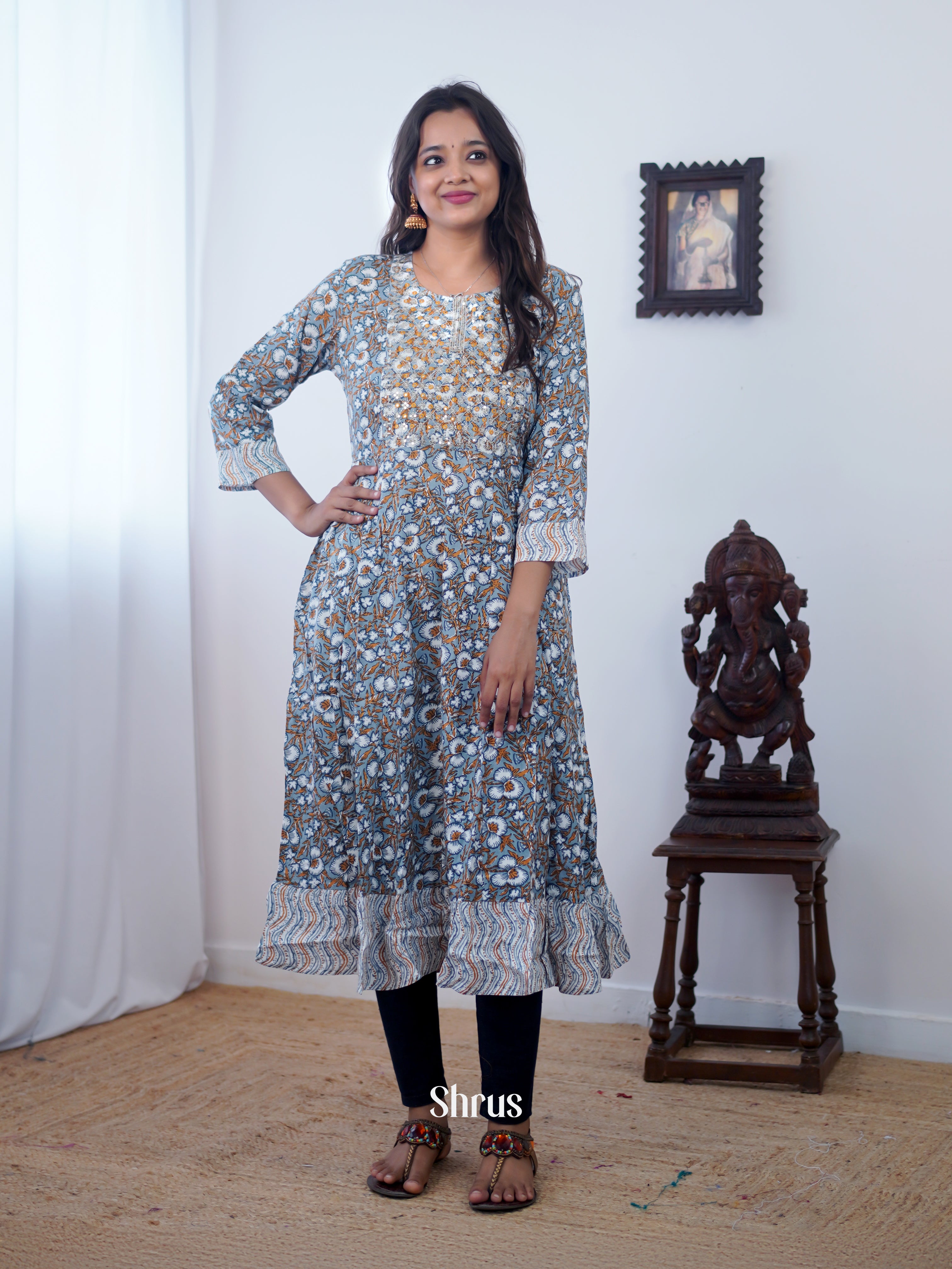 Grey - Readymade Kurti - Shop on ShrusEternity.com