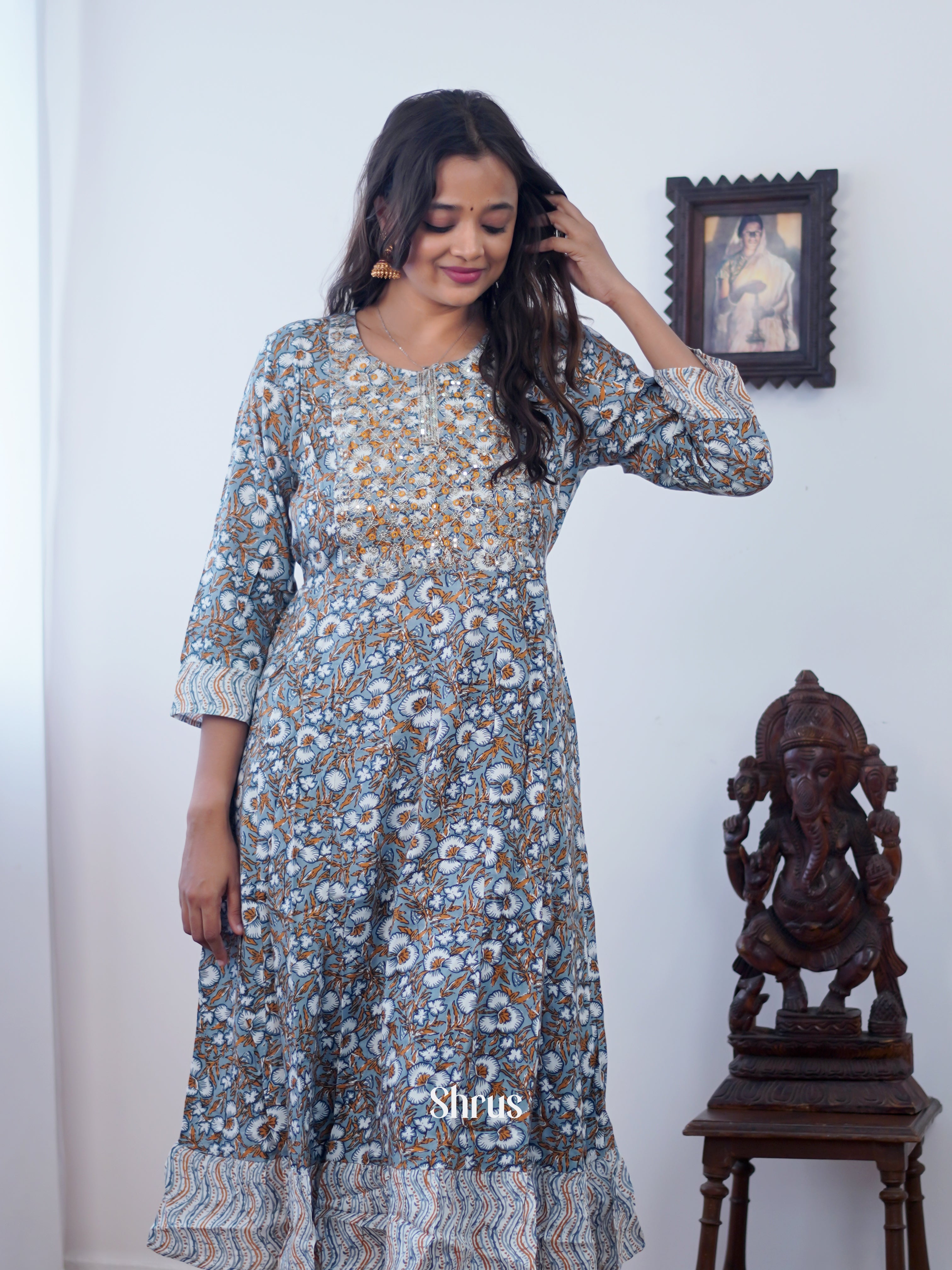 Grey - Readymade Kurti - Shop on ShrusEternity.com