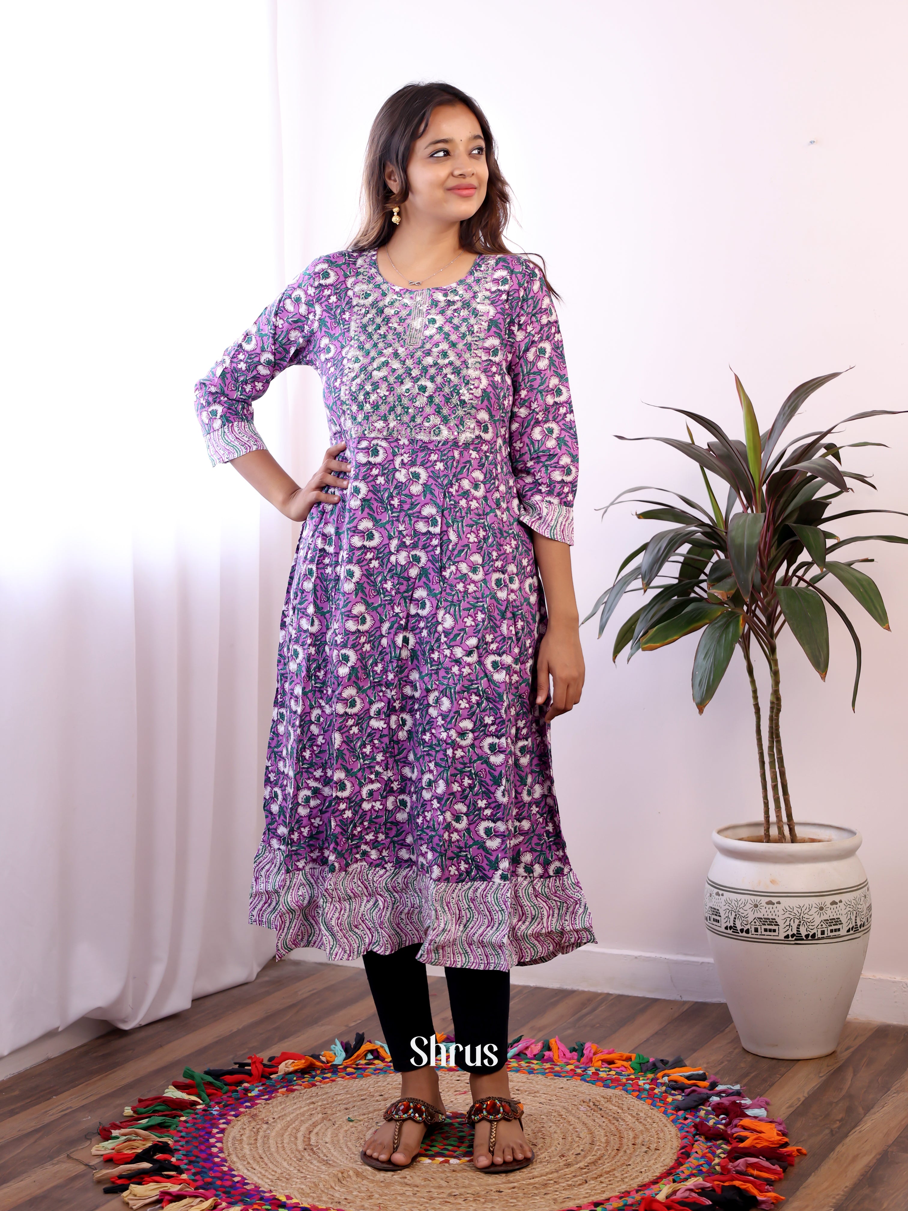 Purple - Readymade kurti - Shop on ShrusEternity.com