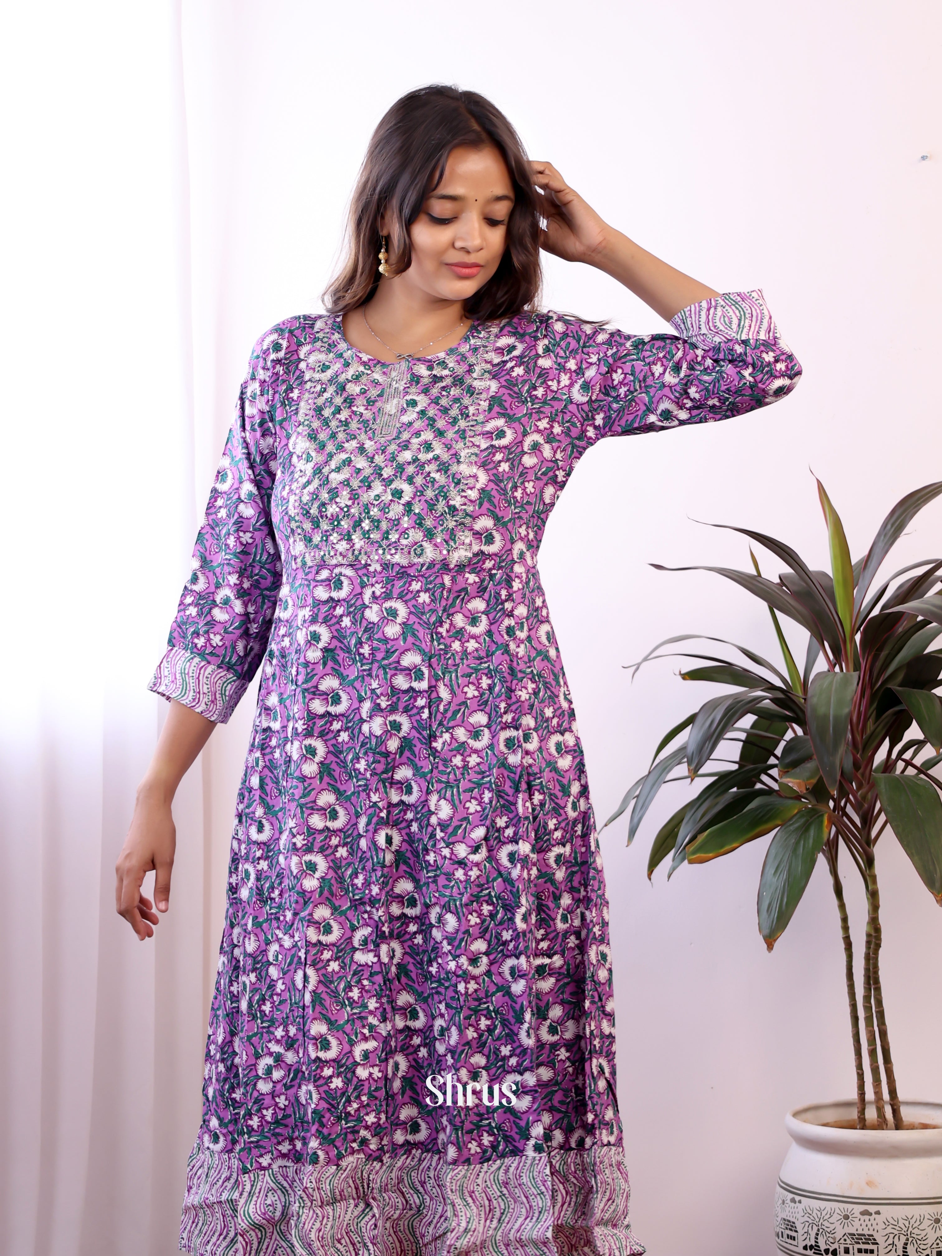 Purple - Readymade kurti - Shop on ShrusEternity.com